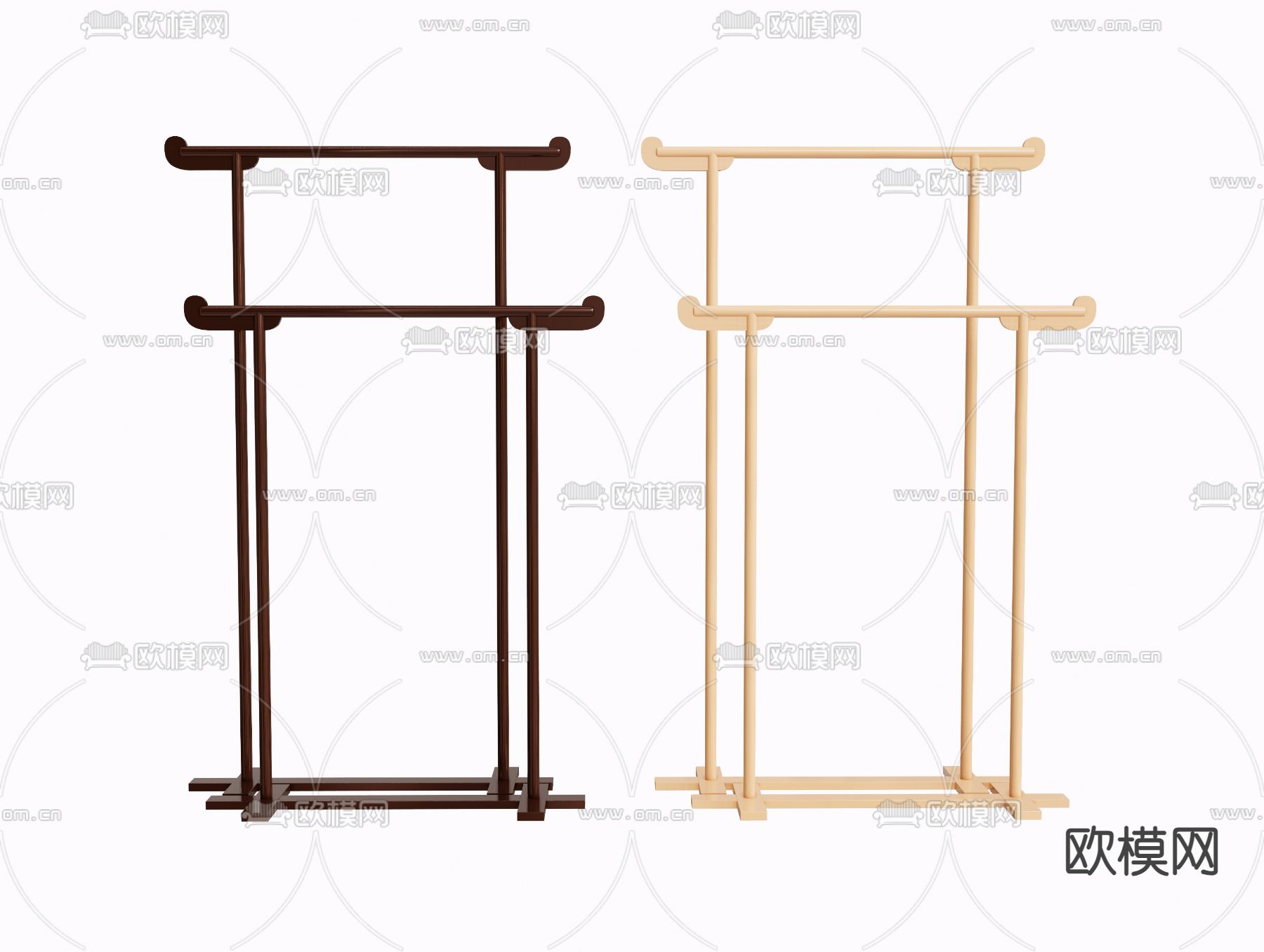 新中式挂衣架su模型下载（渲染图2）