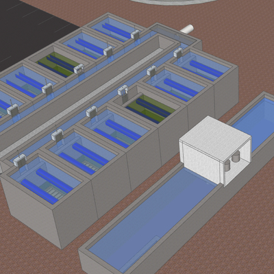 污水处理厂 厂区鸟瞰su模型 