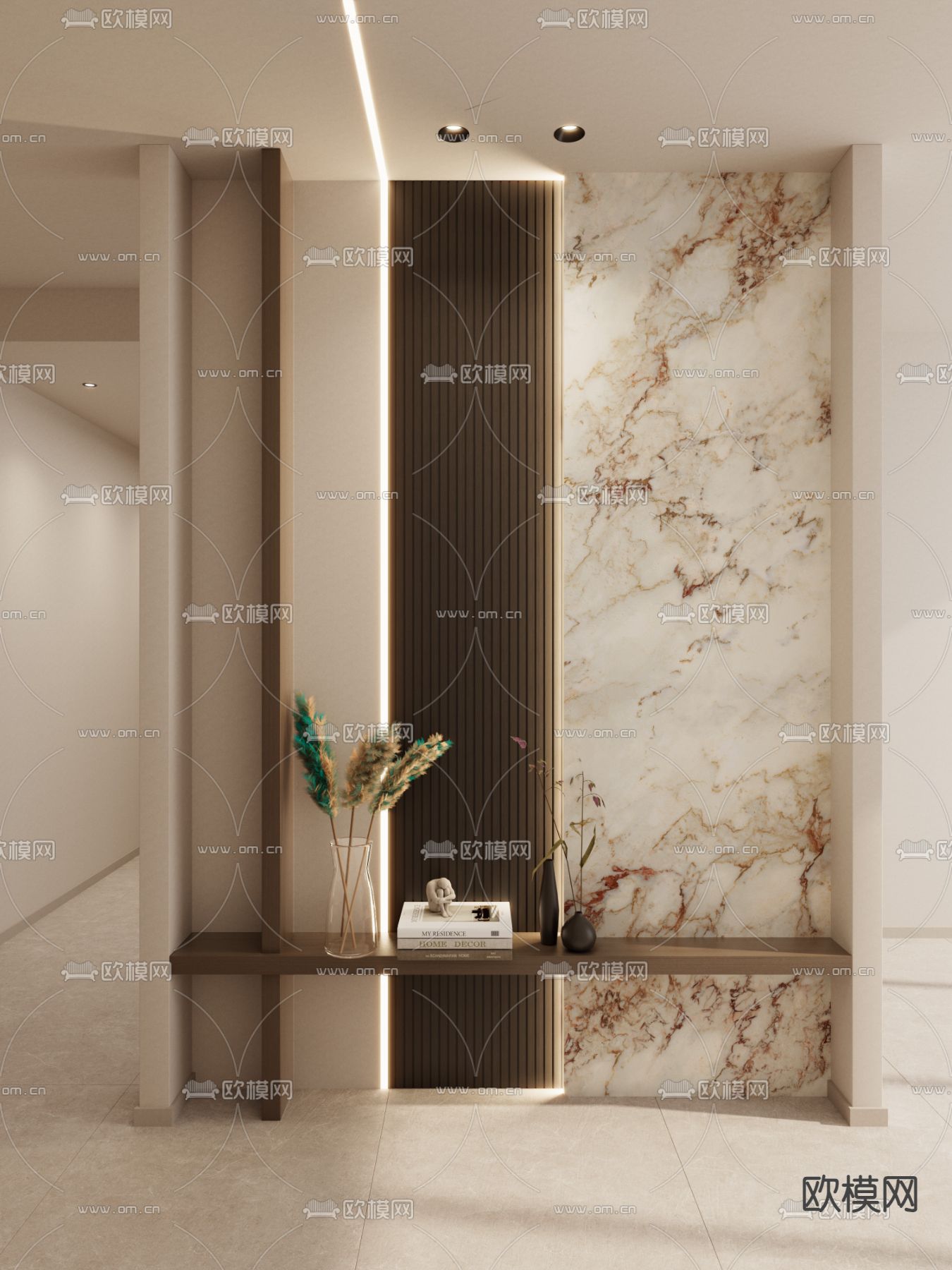 玄关隔断 入户隔断 端景台3d模型下载（渲染图1）