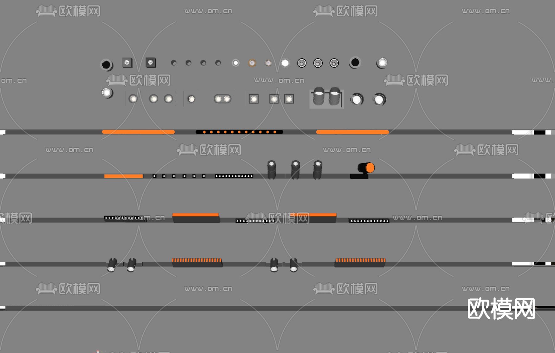 筒灯射灯 磁吸轨道su模型下载（渲染图1）
