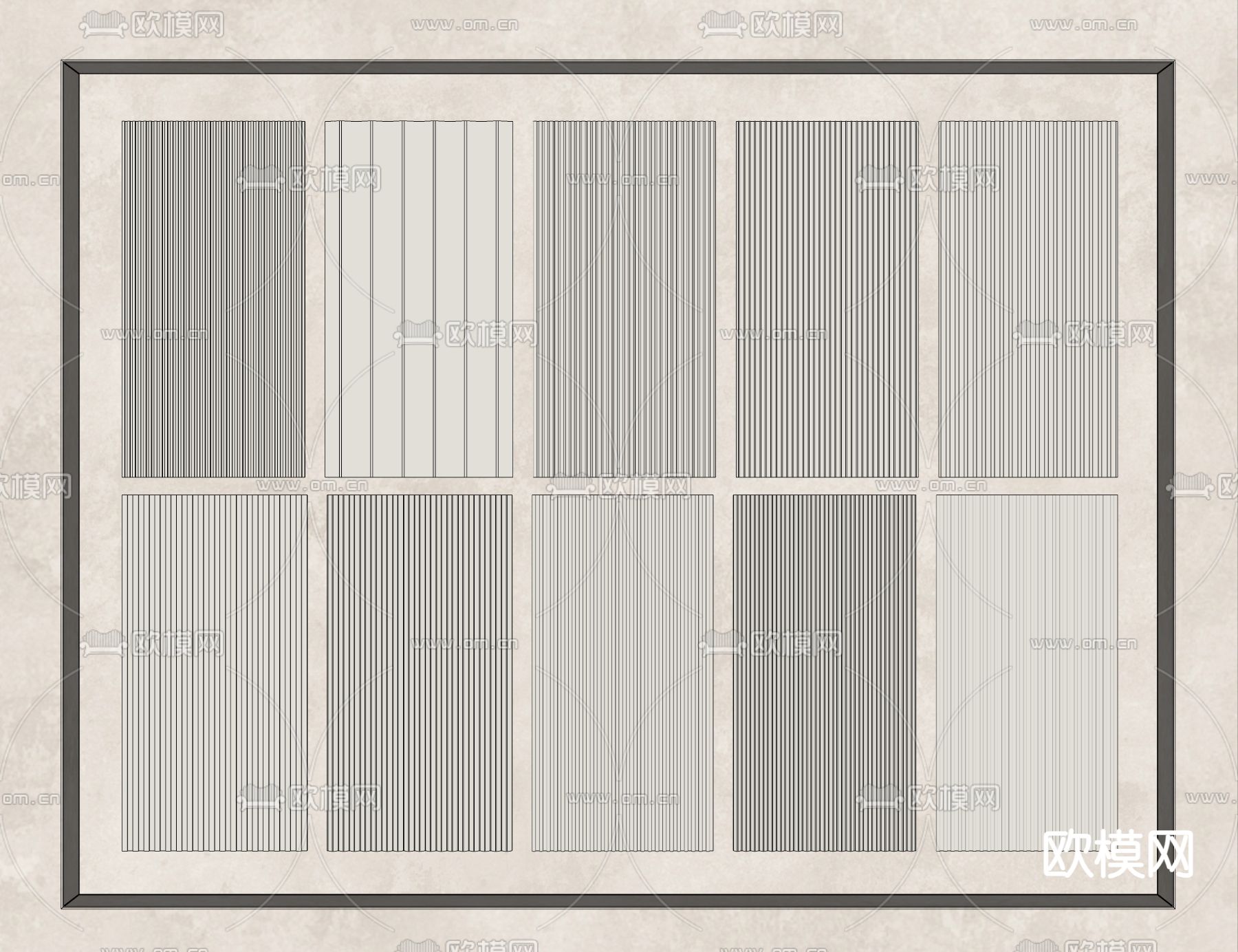 现代长城板 护墙板su模型下载（渲染图1）