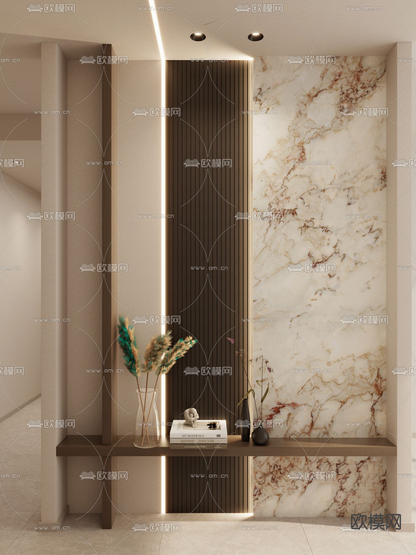 玄关隔断 入户隔断 端景台3d模型下载（渲染图4）