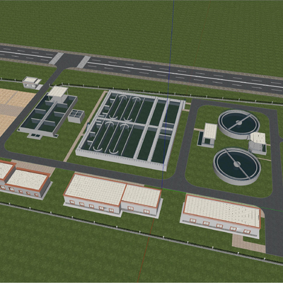  自来水厂 工厂设备su模型 