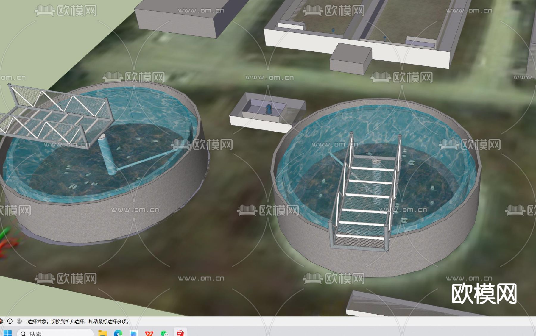污水处理厂 工厂设备su模型下载（渲染图2）