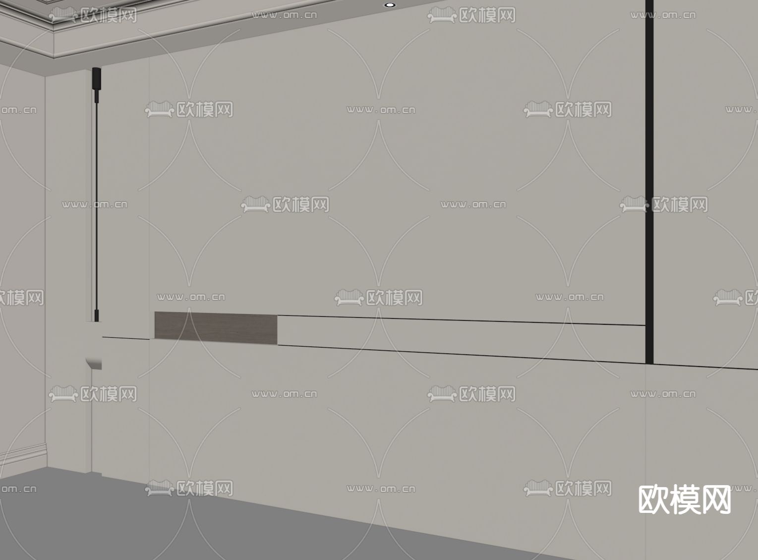 奶油沙发背景墙su模型