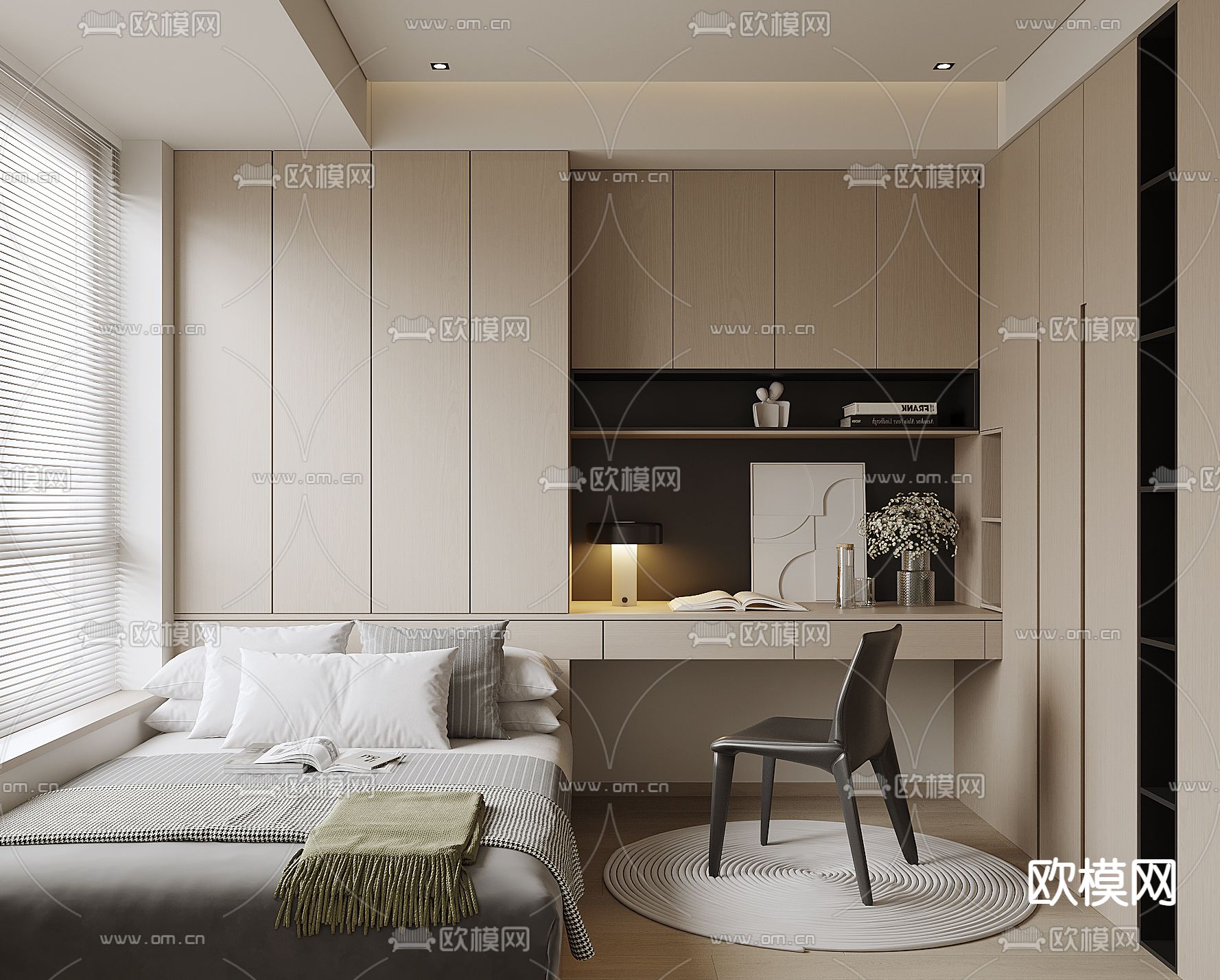 现代榻榻米卧室3d模型下载