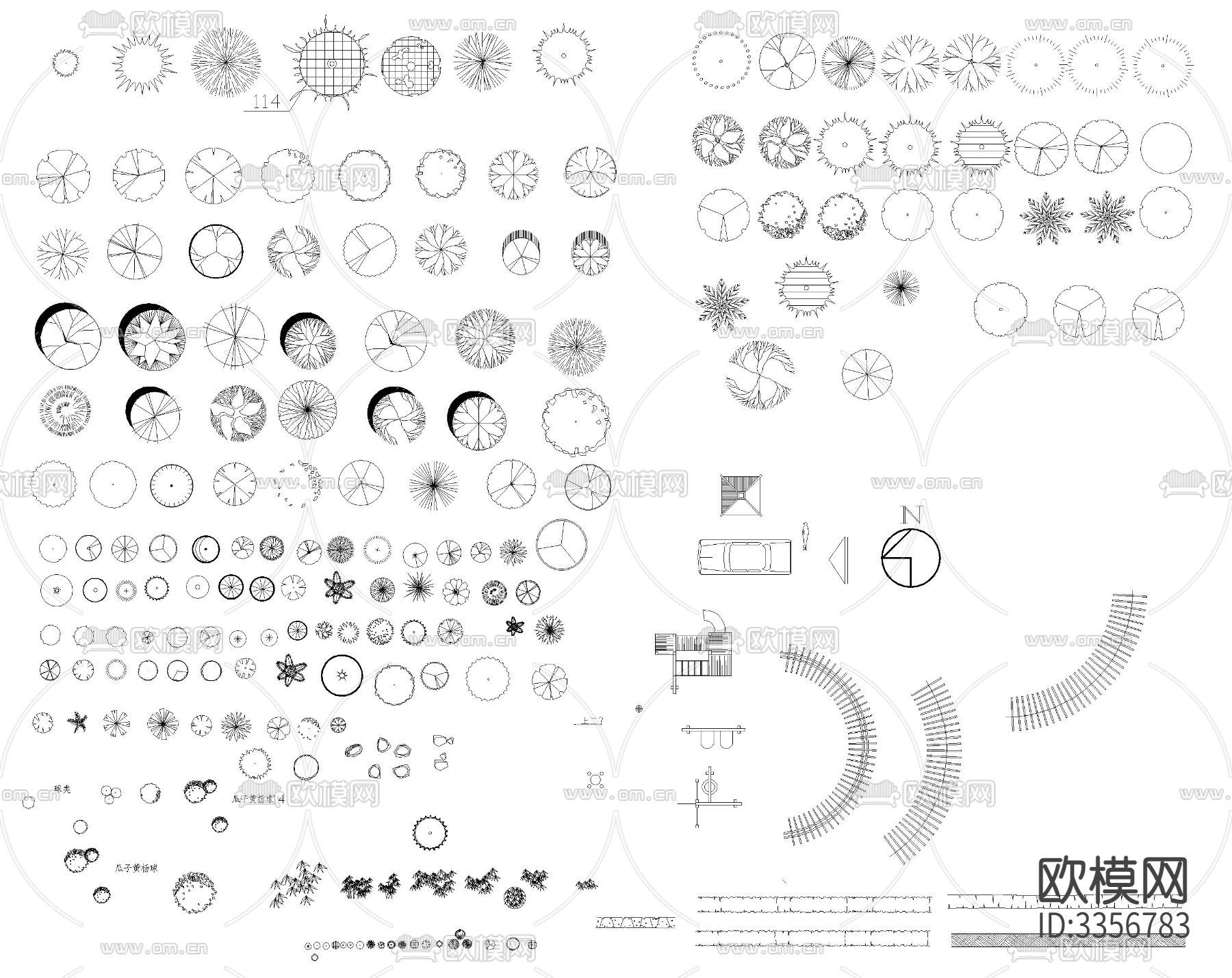 植物廊架素材cad图库下载