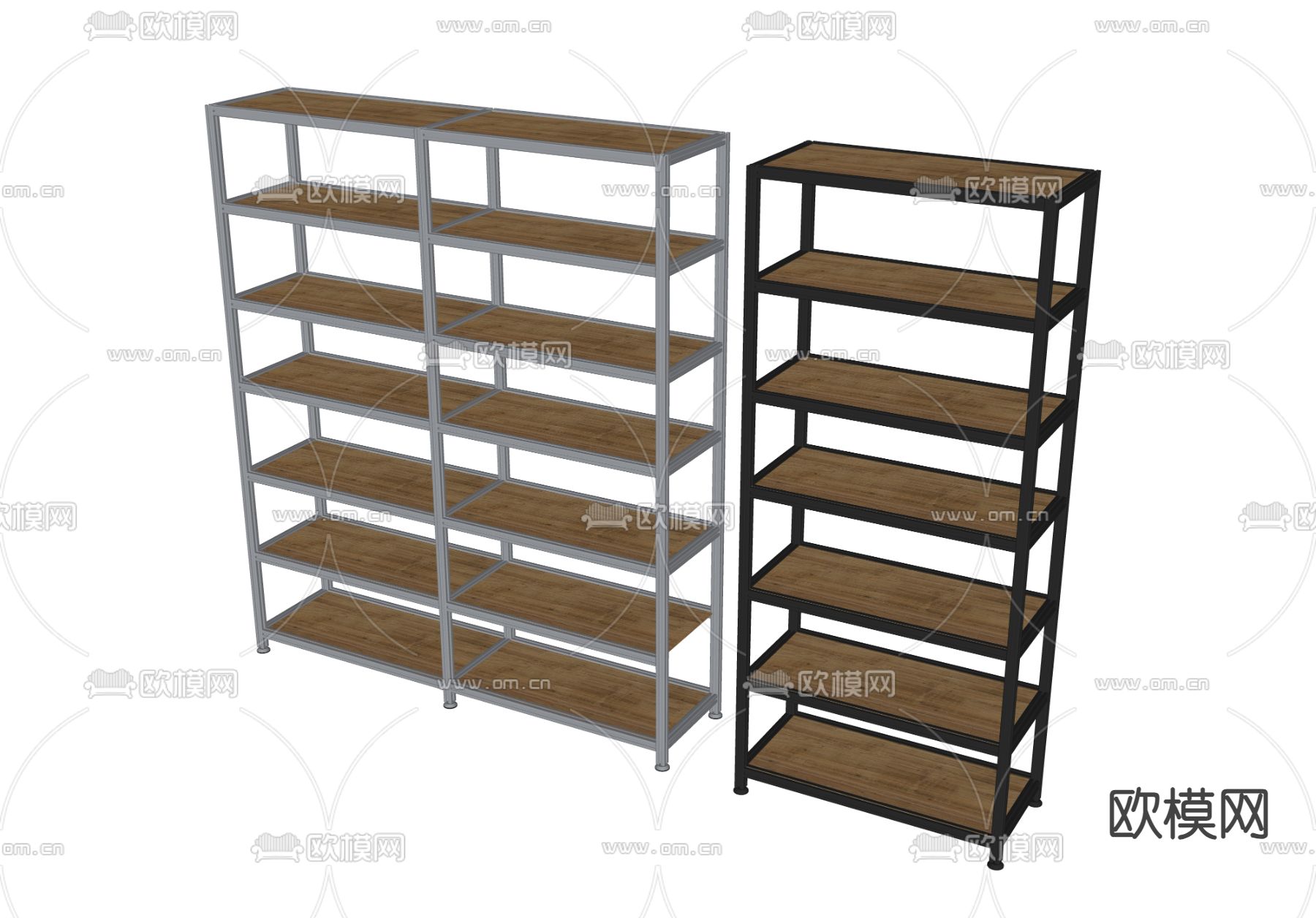 铝型材货架 物流货架su模型下载（渲染图1）