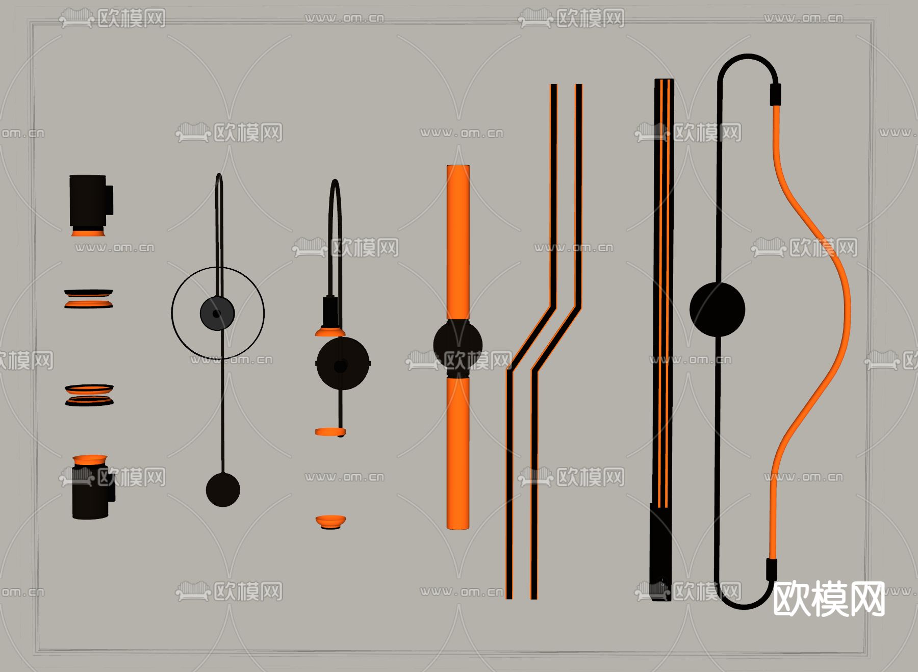 轻奢壁灯 条形壁灯su模型下载（渲染图1）