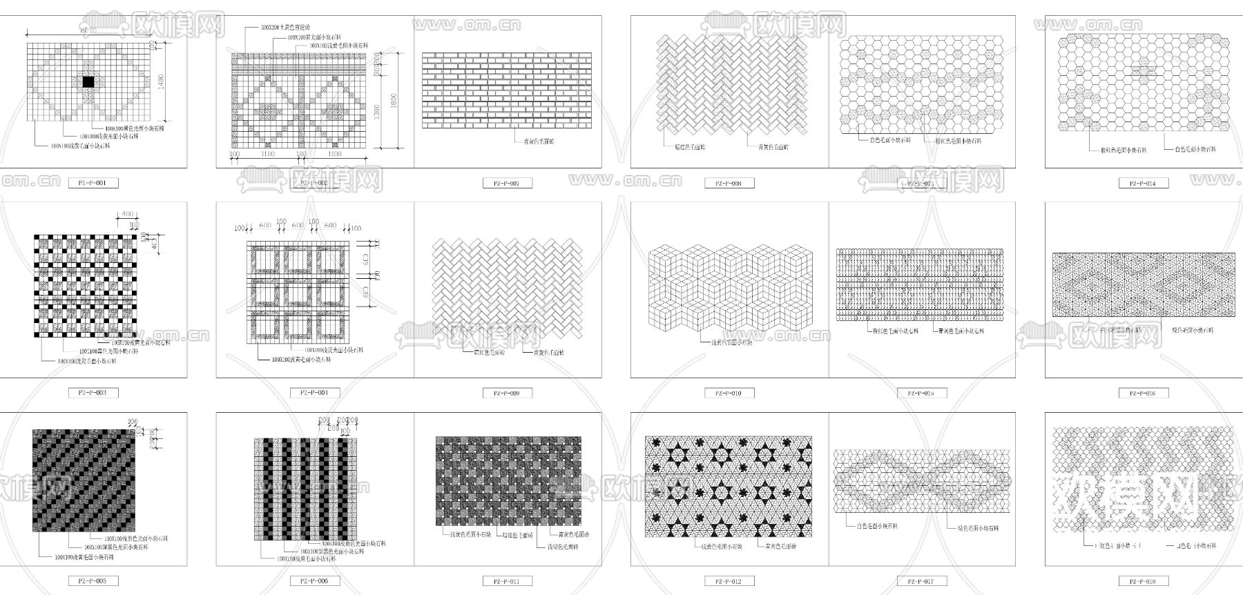地面铺装cad图库下载（渲染图1）