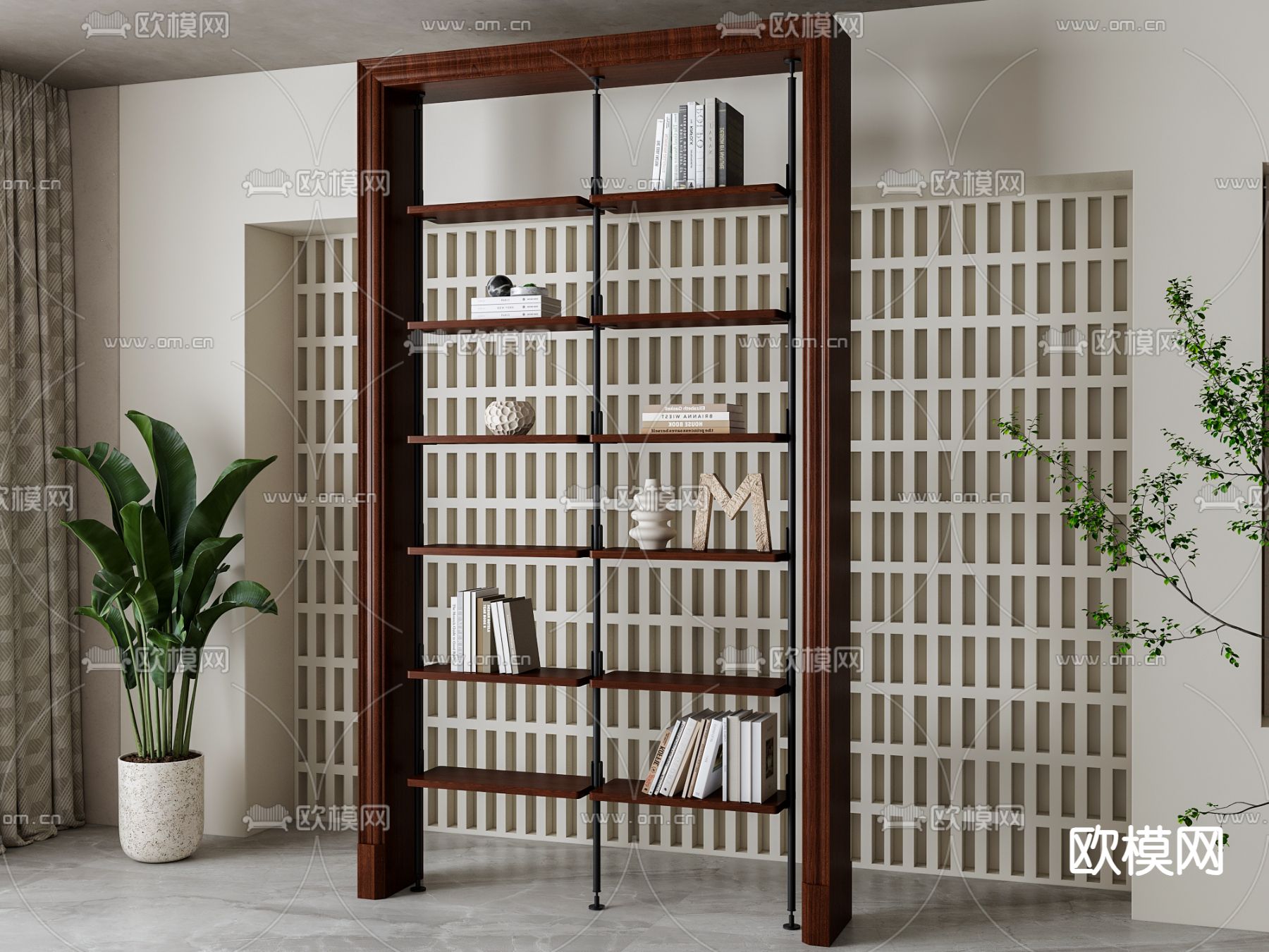 美式书柜 书架3d模型下载