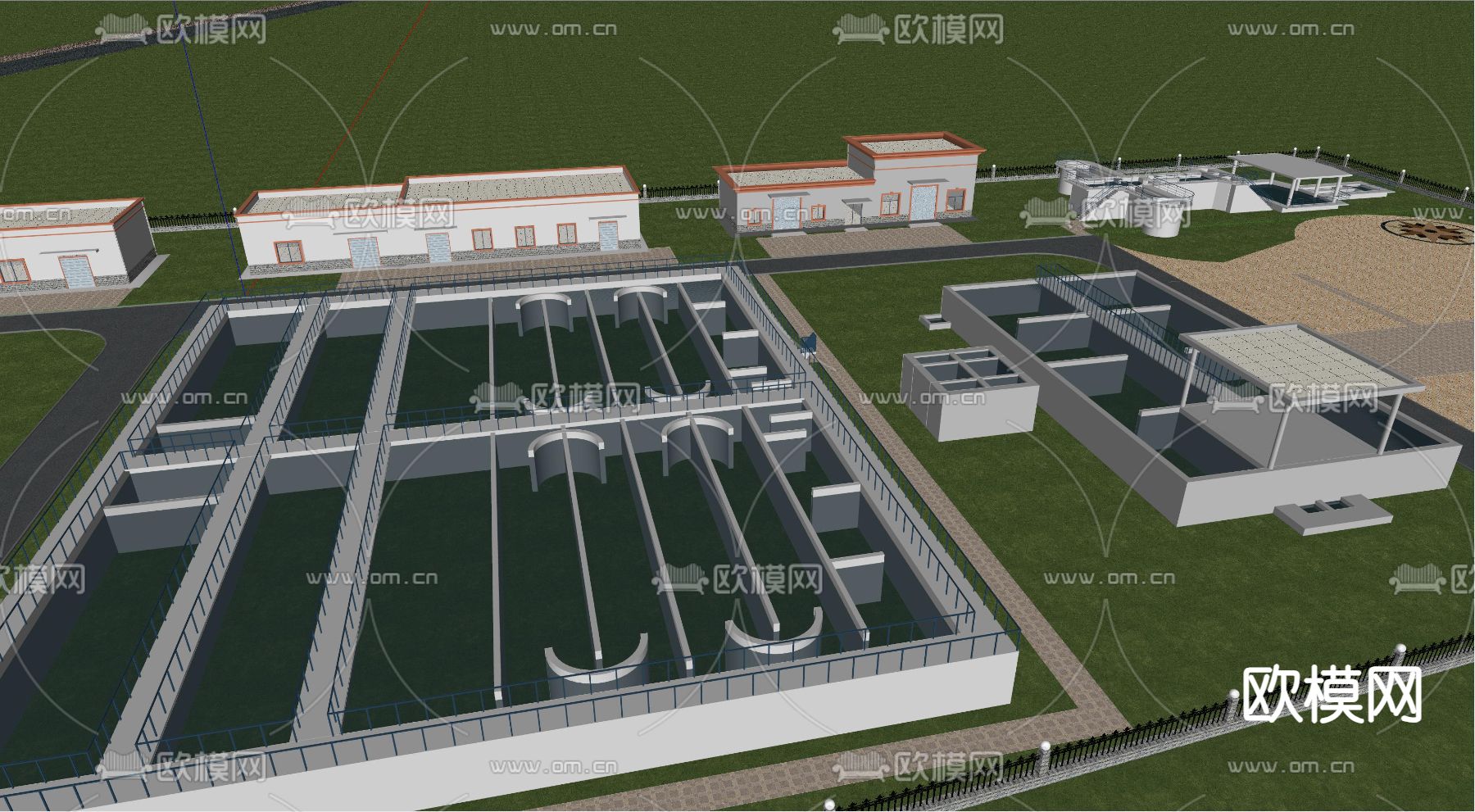 自来水厂 工厂设备su模型下载（渲染图4）