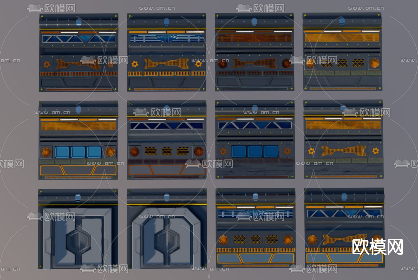 科技感建筑面板 建筑构件 科技面板su模型下载（渲染图3）