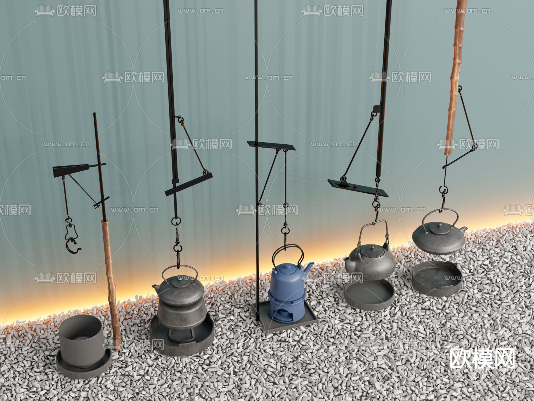 新中式悬挂茶壶 茶壶 钓壶su模型下载（渲染图2）