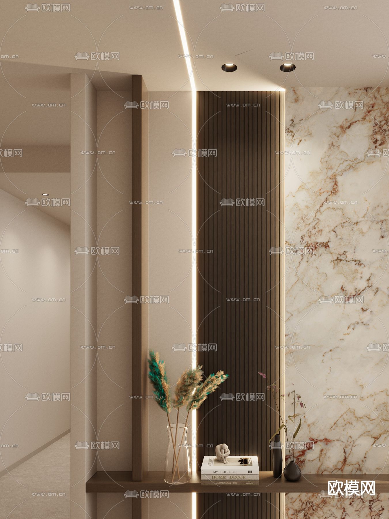 玄关隔断 入户隔断 端景台3d模型下载（渲染图3）