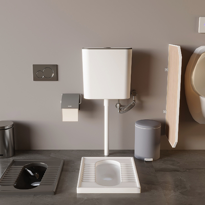  蹲便 小便斗 尿斗 垃圾桶 厕纸盒su模型 