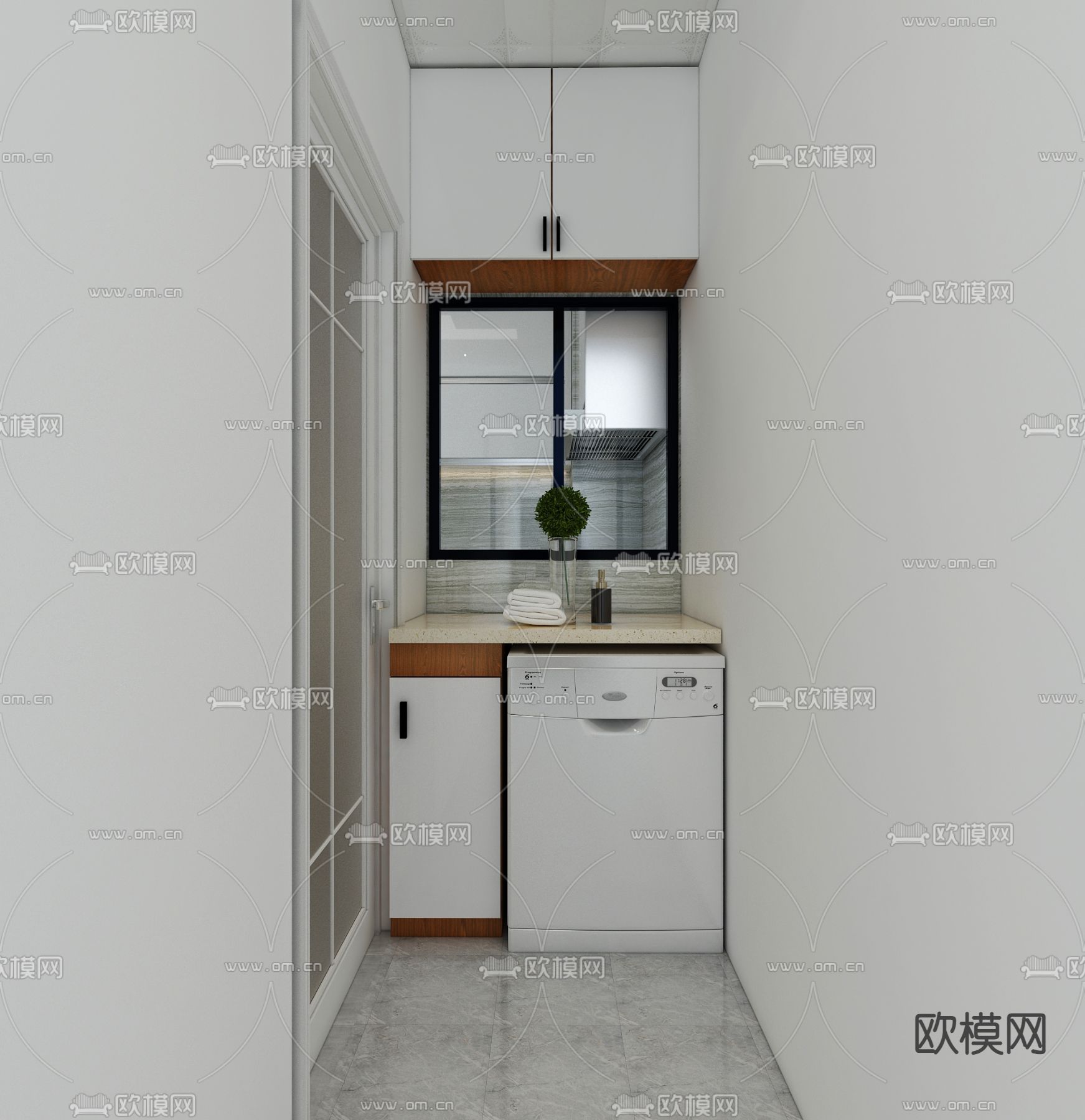现代阳台柜 洗衣机柜3d模型下载