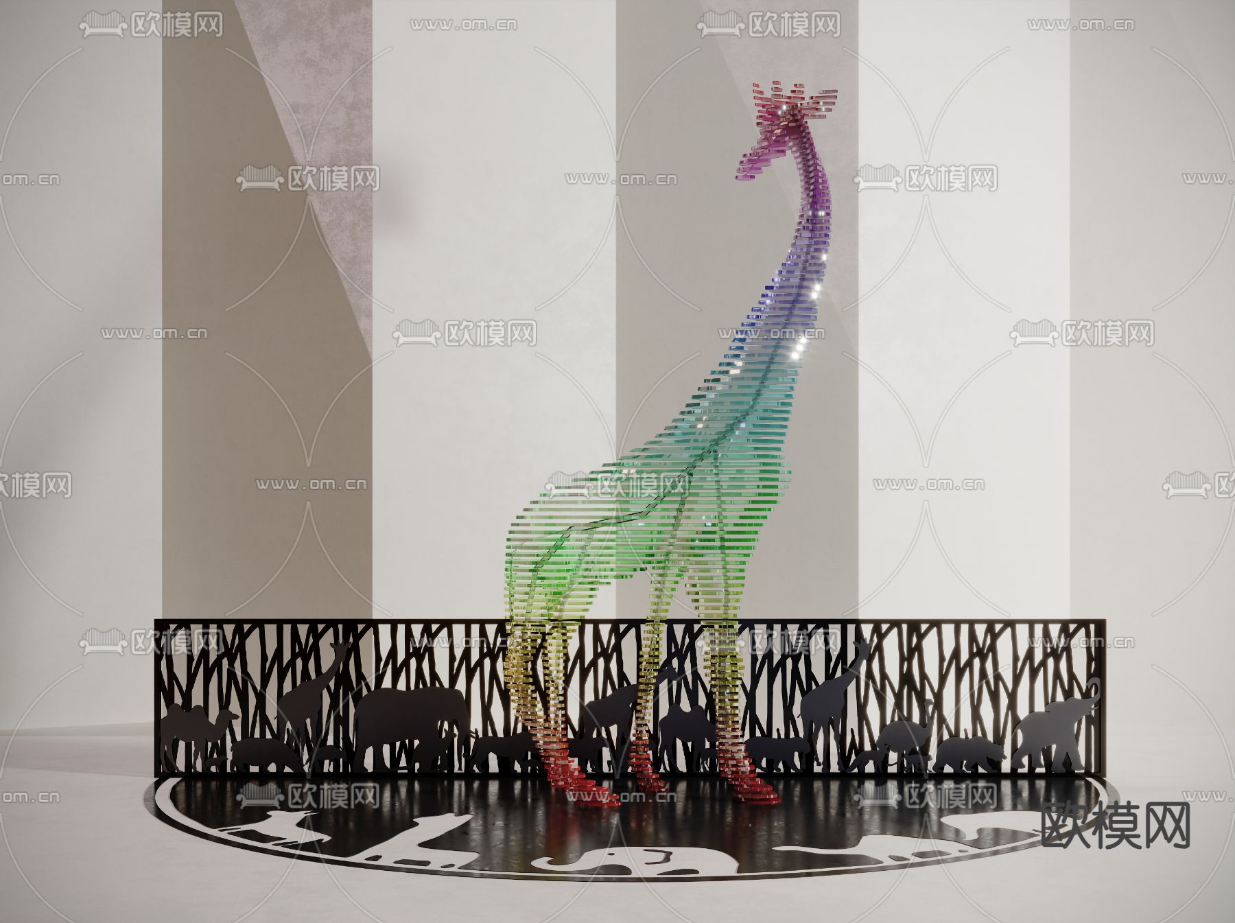 长颈鹿雕塑 艺术摆件3d模型下载