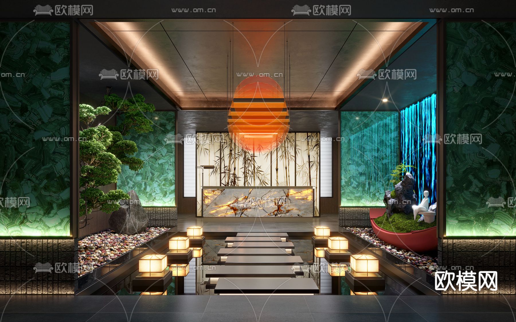 酒店中庭3d模型下载