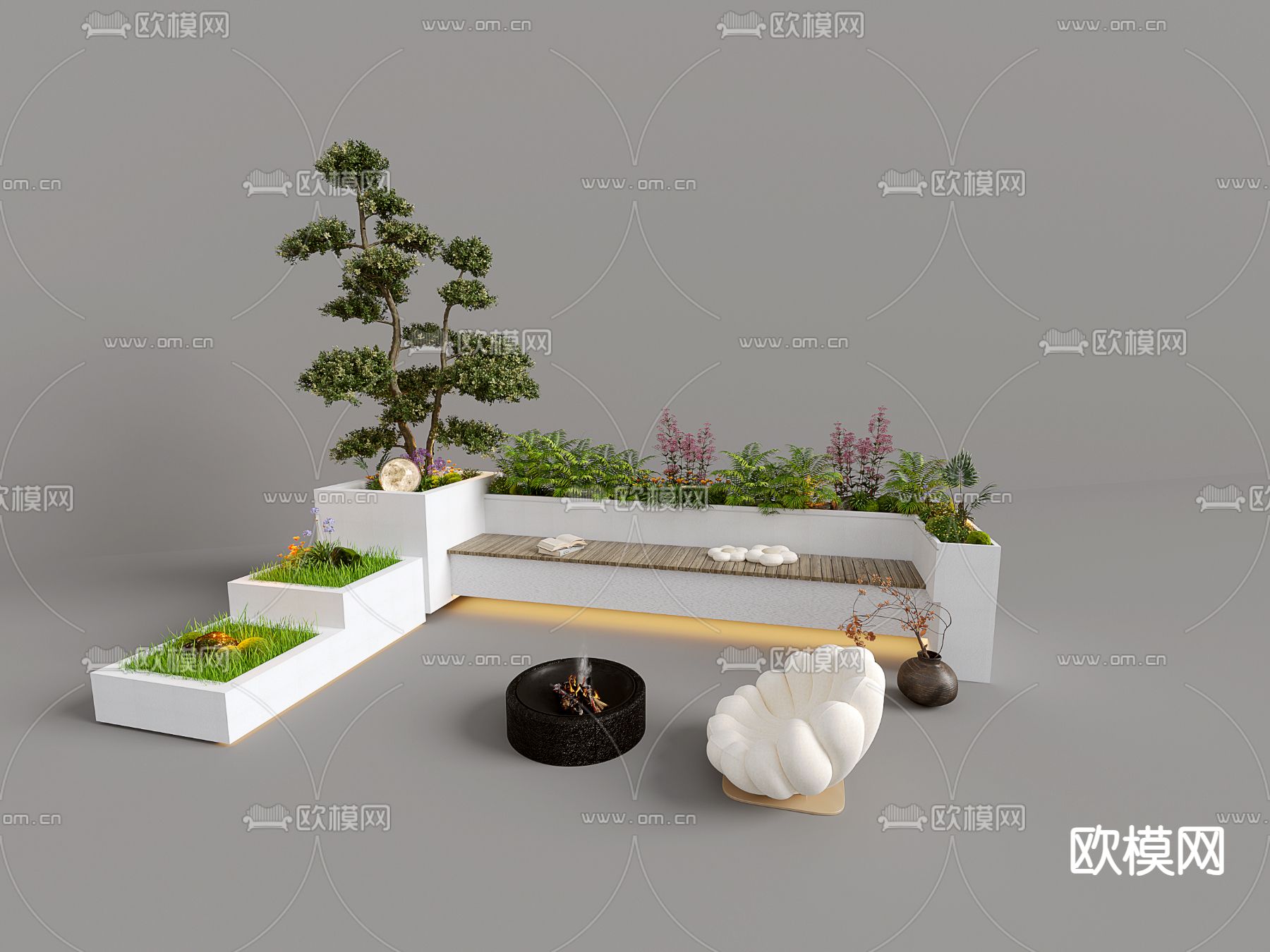 户外椅 树池椅 公园椅3d模型下载