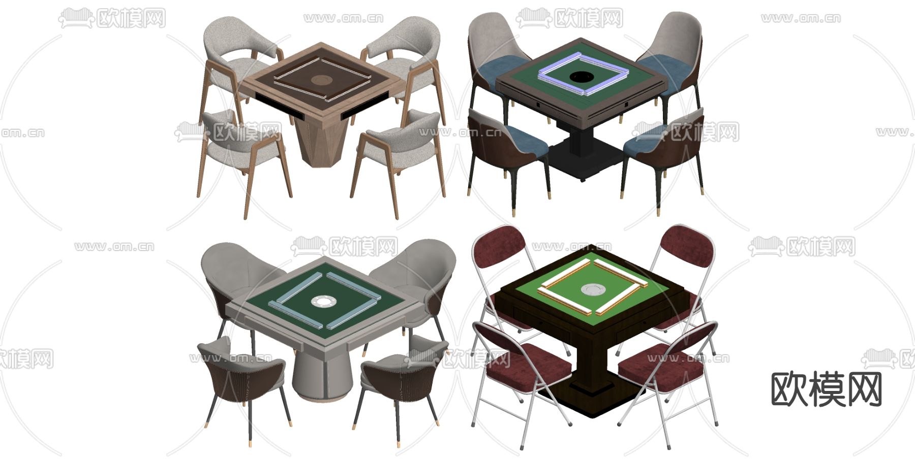 现代麻将桌su模型下载（渲染图1）