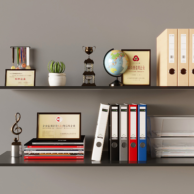  办公用品 文件 档案 奖牌 地球仪su模型 