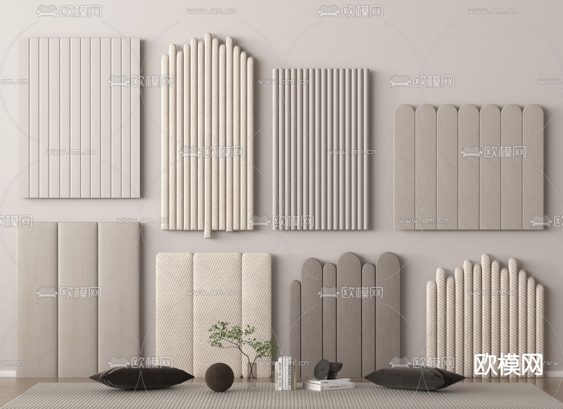 床头靠背 软包 床品组合3d模型下载