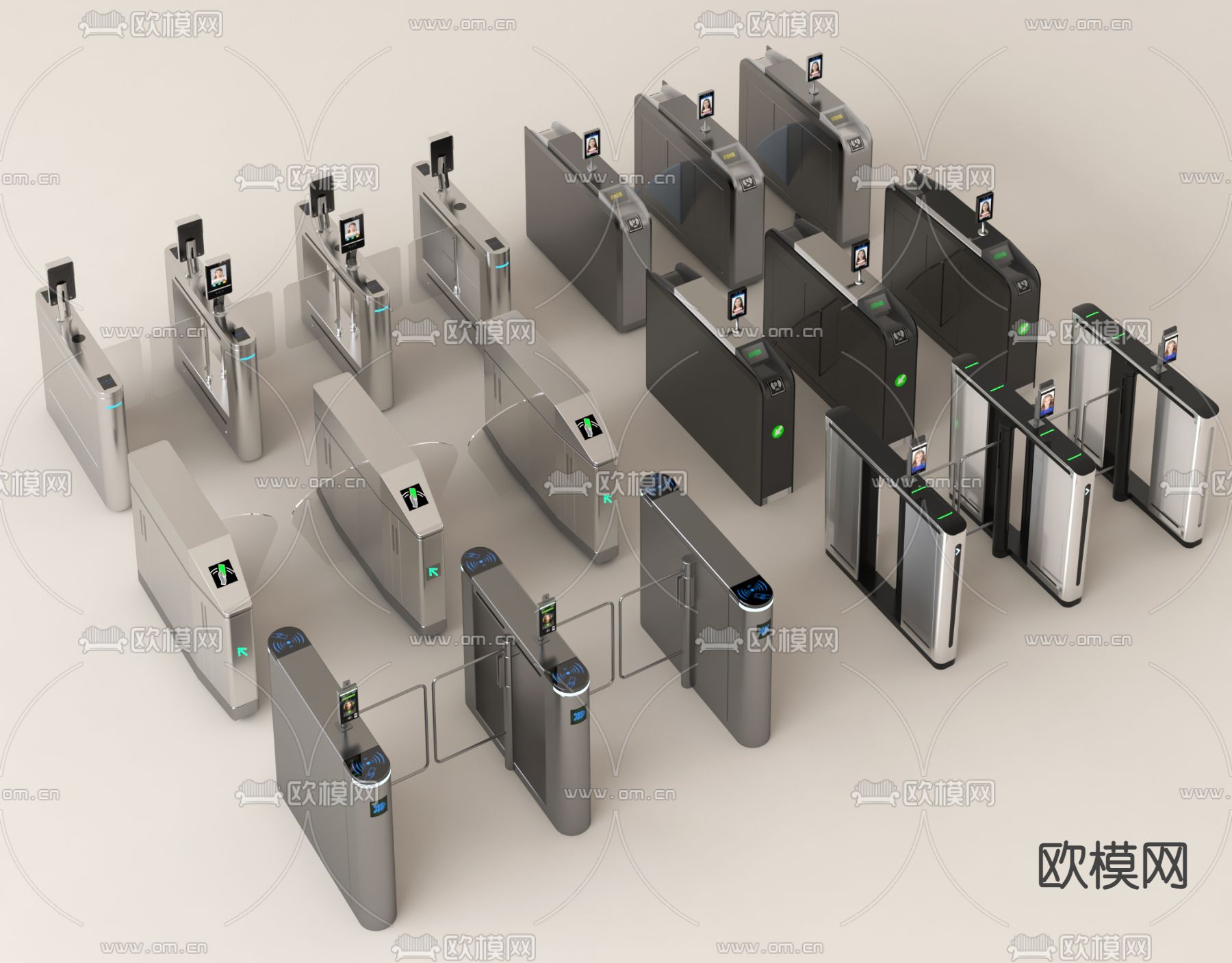 闸机 闸门 门禁机 自动门 感应门3d模型下载