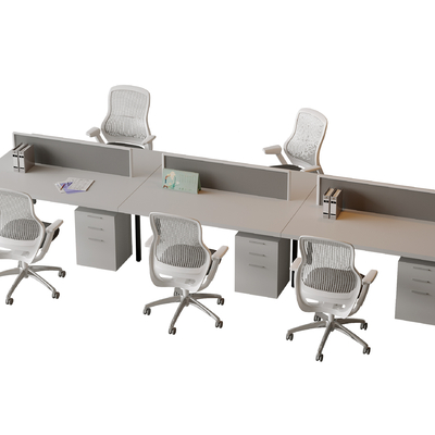  办公桌椅 职工工位su模型 