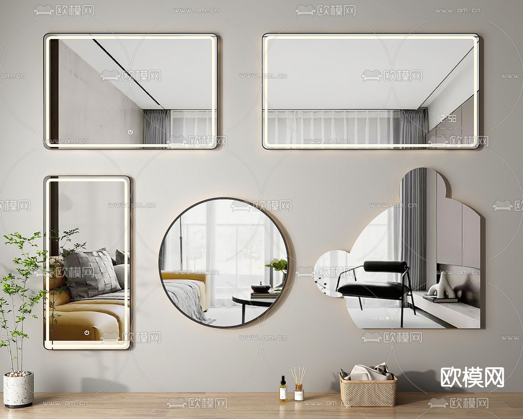 卫浴镜 化妆镜 梳妆镜3d模型下载
