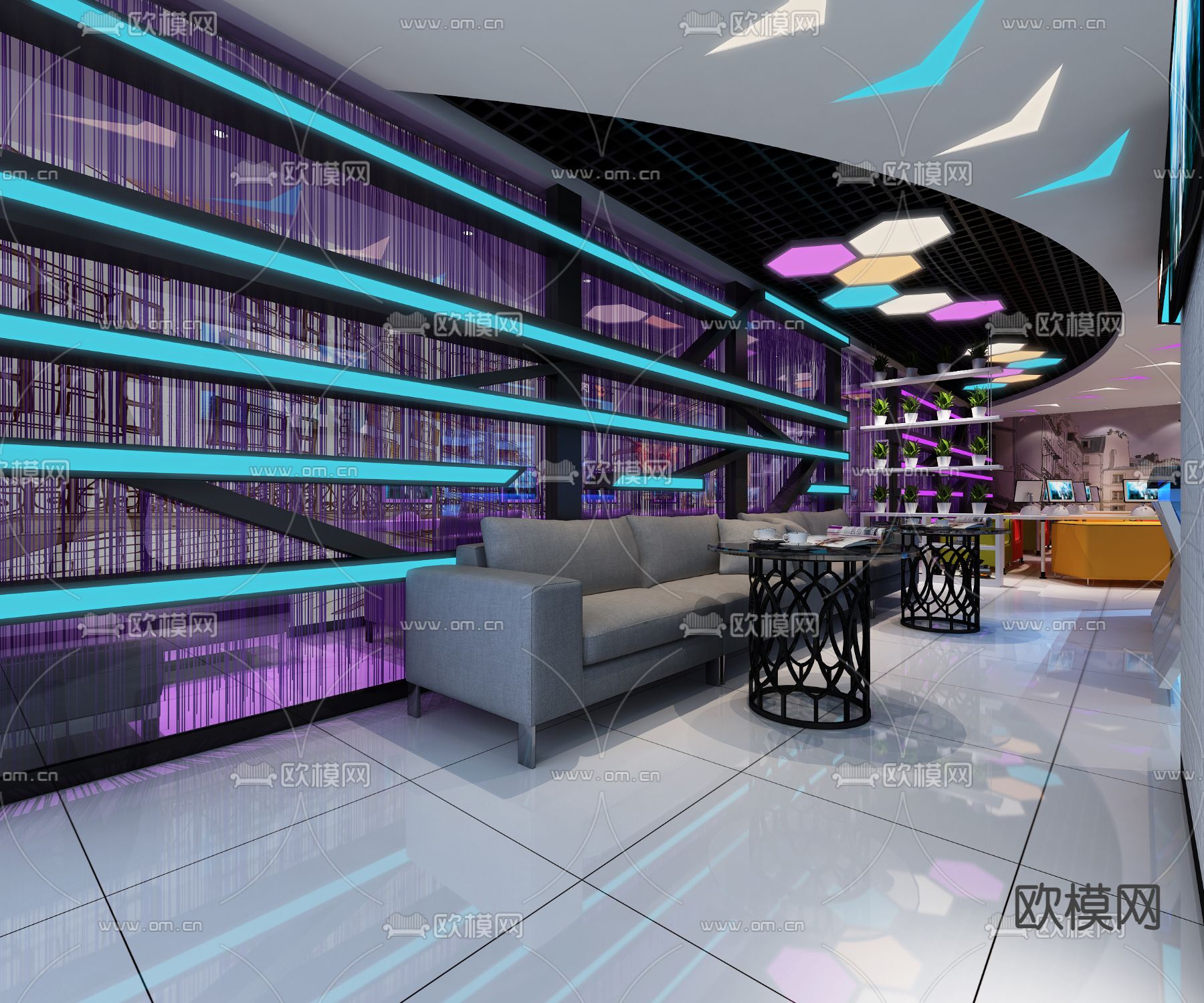 网咖 网吧 电竞馆3d模型下载（渲染图1）