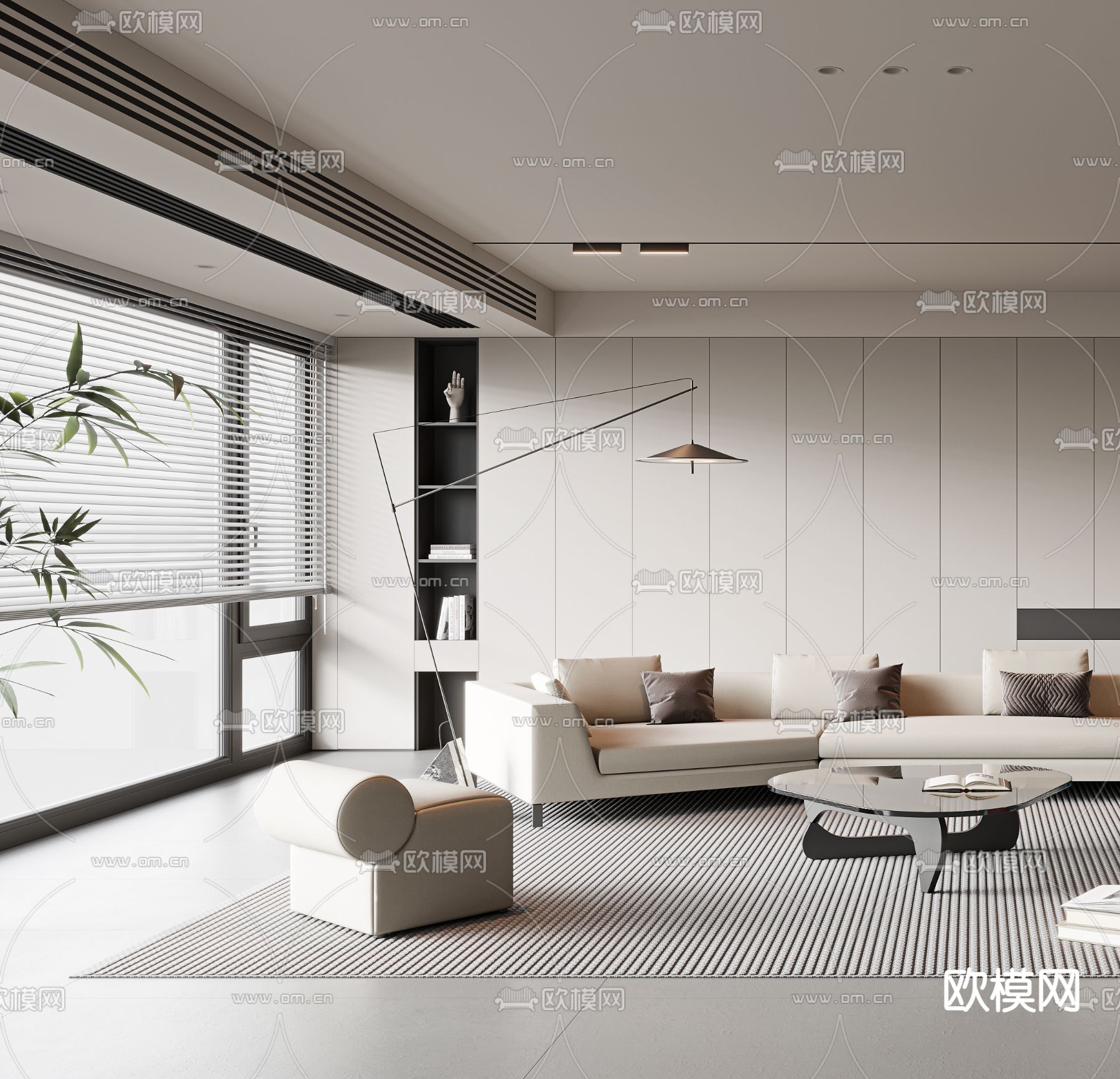 现代客餐厅3d模型下载（渲染图3）