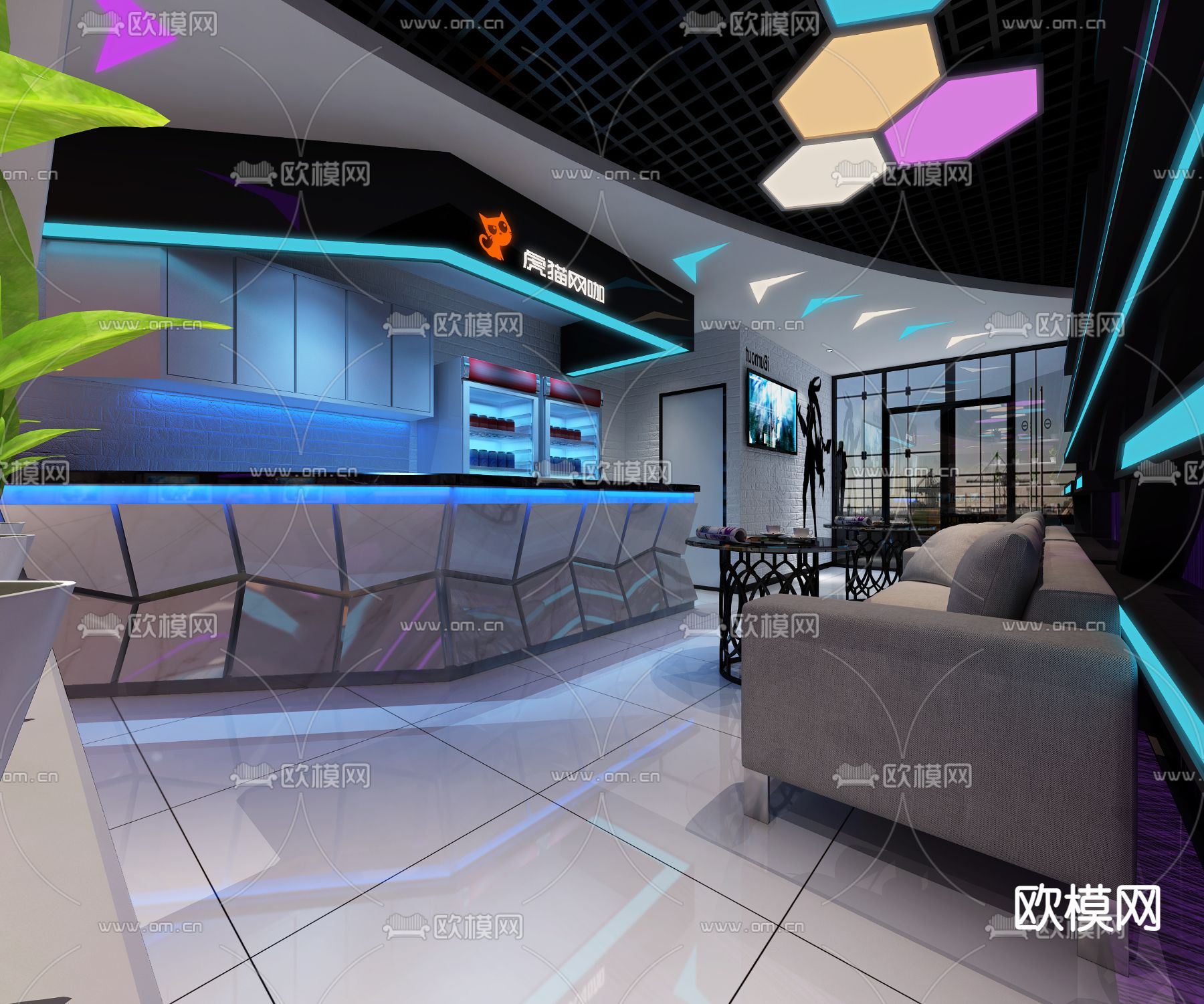 网咖 网吧 电竞馆3d模型下载（渲染图3）