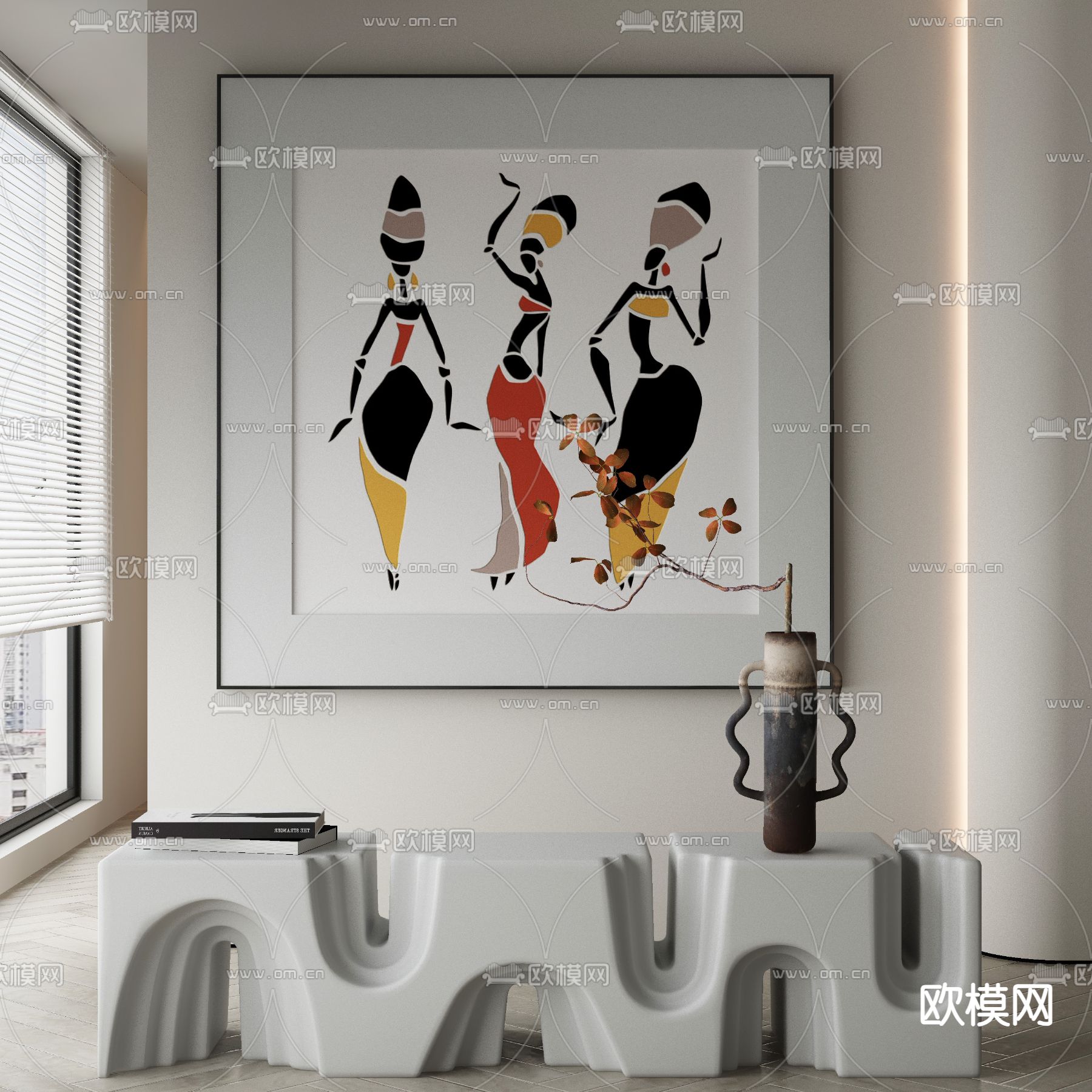 东南亚挂画 人物抽象画 装饰画3d模型下载