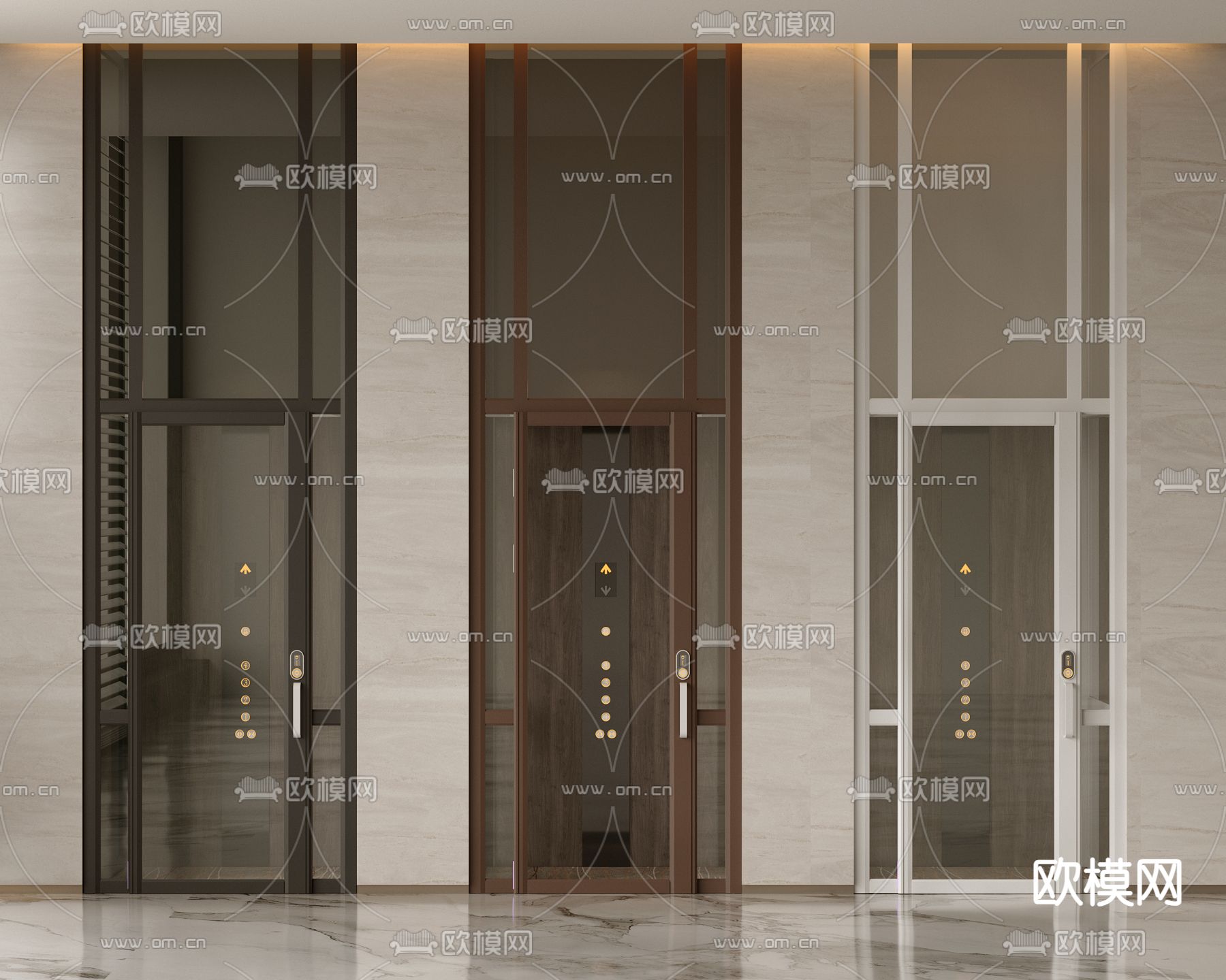 现代电梯间 电梯厅su模型下载（渲染图2）