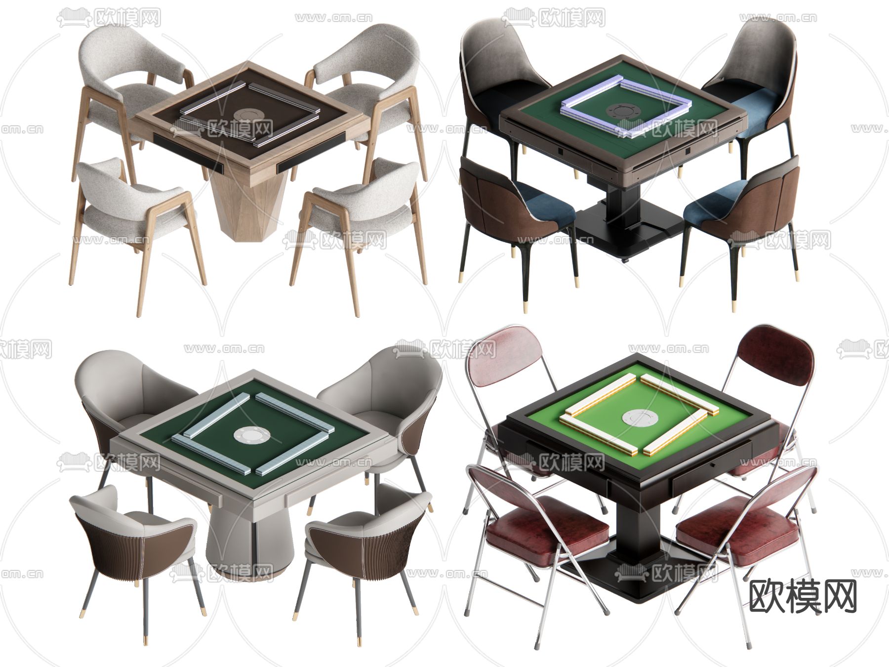 现代麻将桌su模型下载（渲染图2）