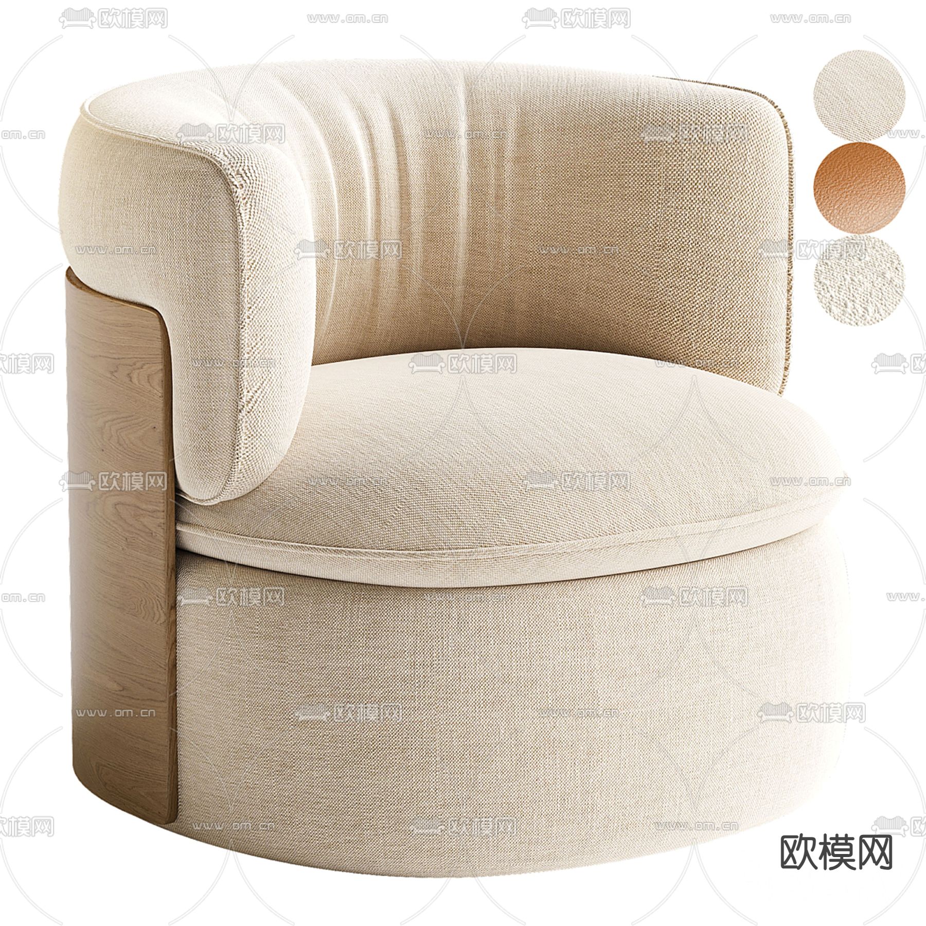 Oko 单人沙发 布艺沙发3d模型下载（渲染图2）