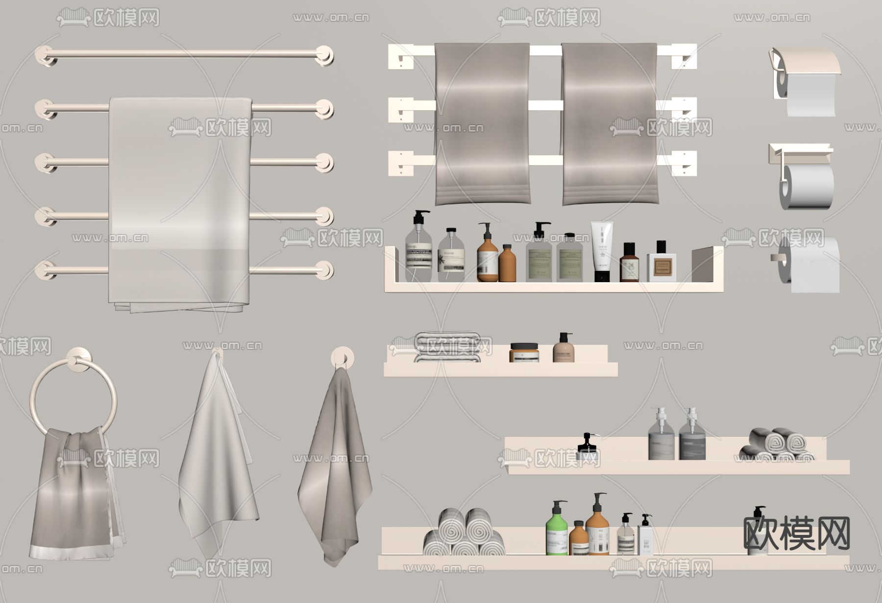 洗浴用品 毛巾架su模型下载（渲染图1）