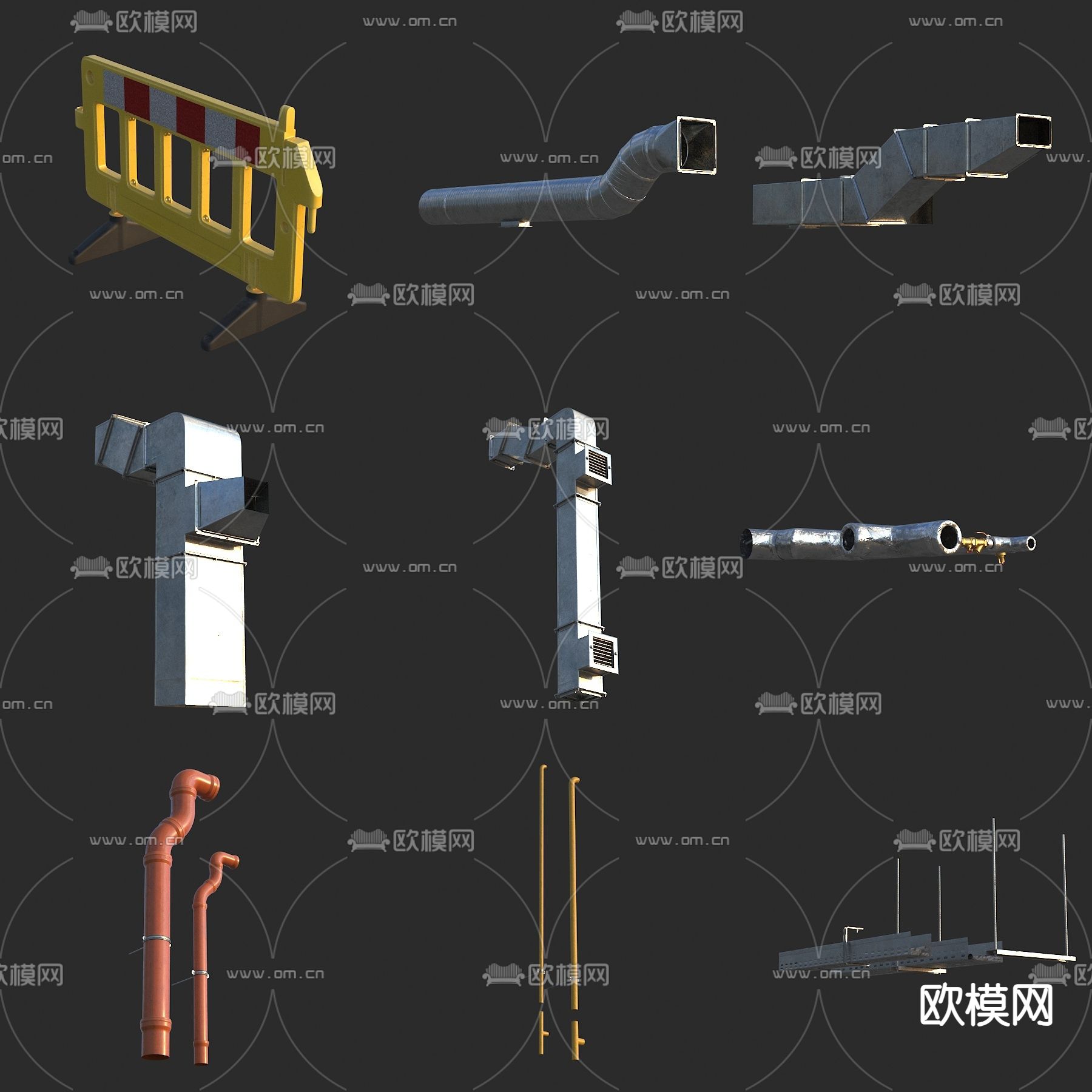 通风管道 新风口 排风口3d模型下载