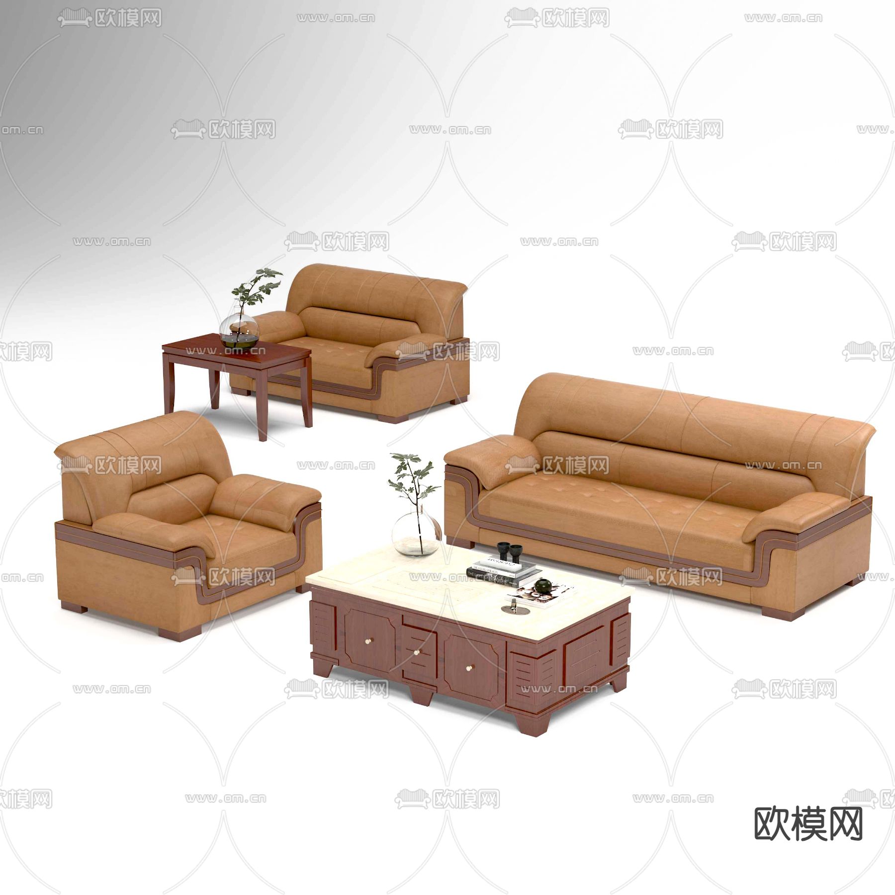 皮革沙发 单人沙发3d模型下载