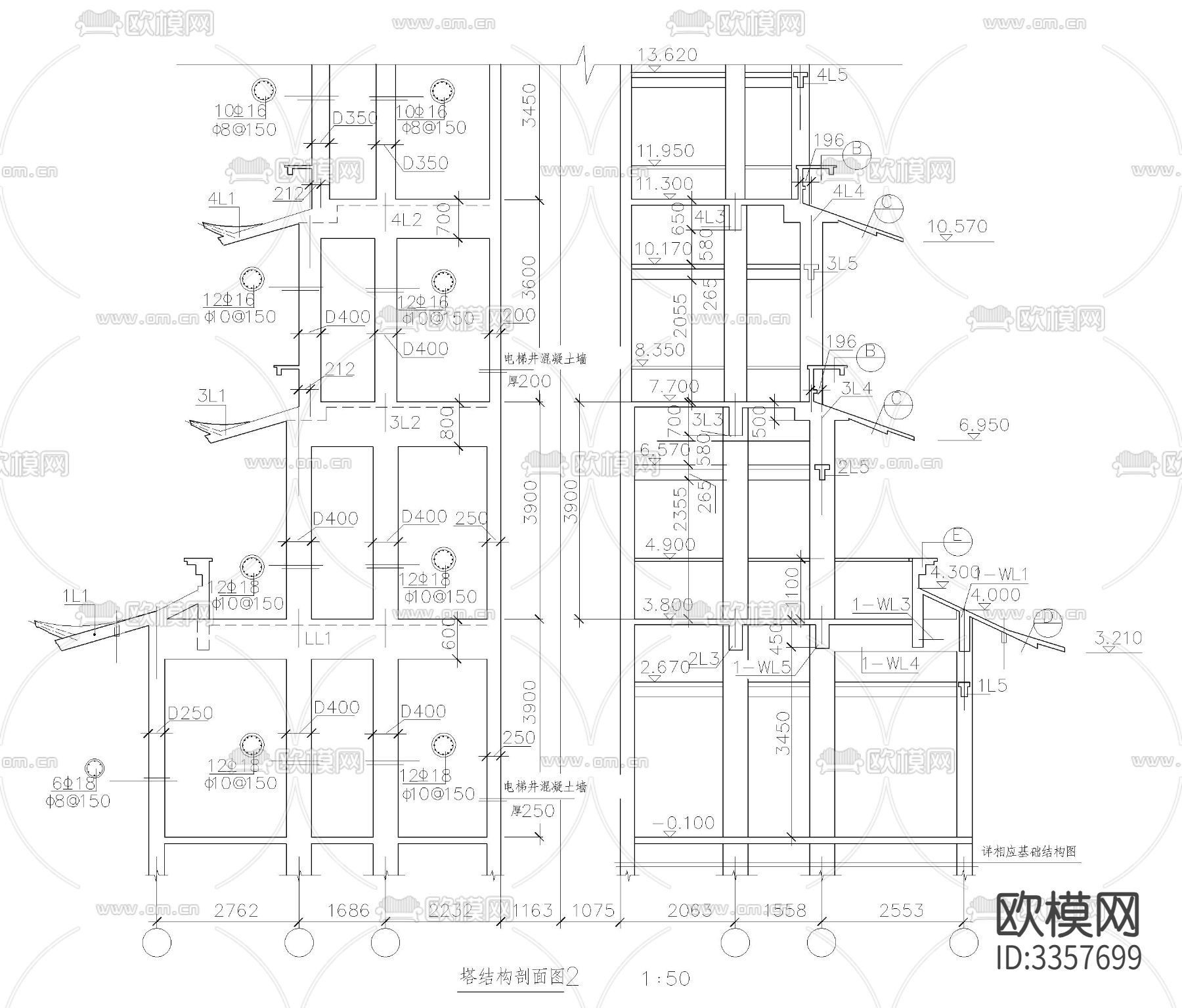 古塔cad大样图下载（渲染图3）