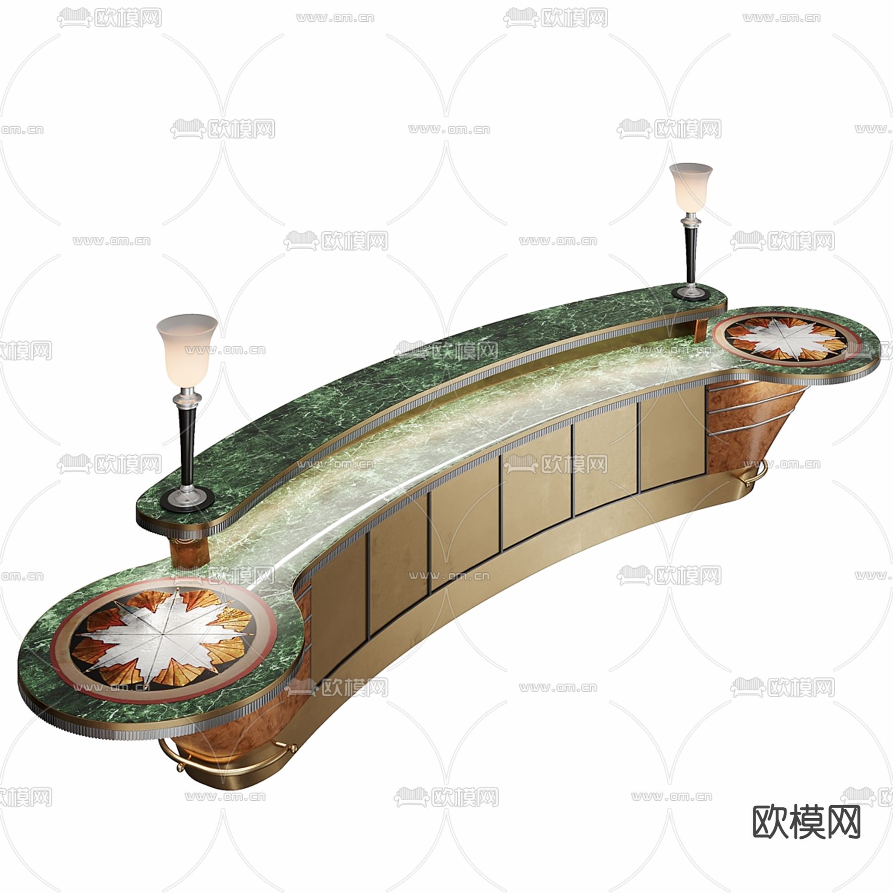 欧式前台 服务台 接待台3d模型下载（渲染图2）