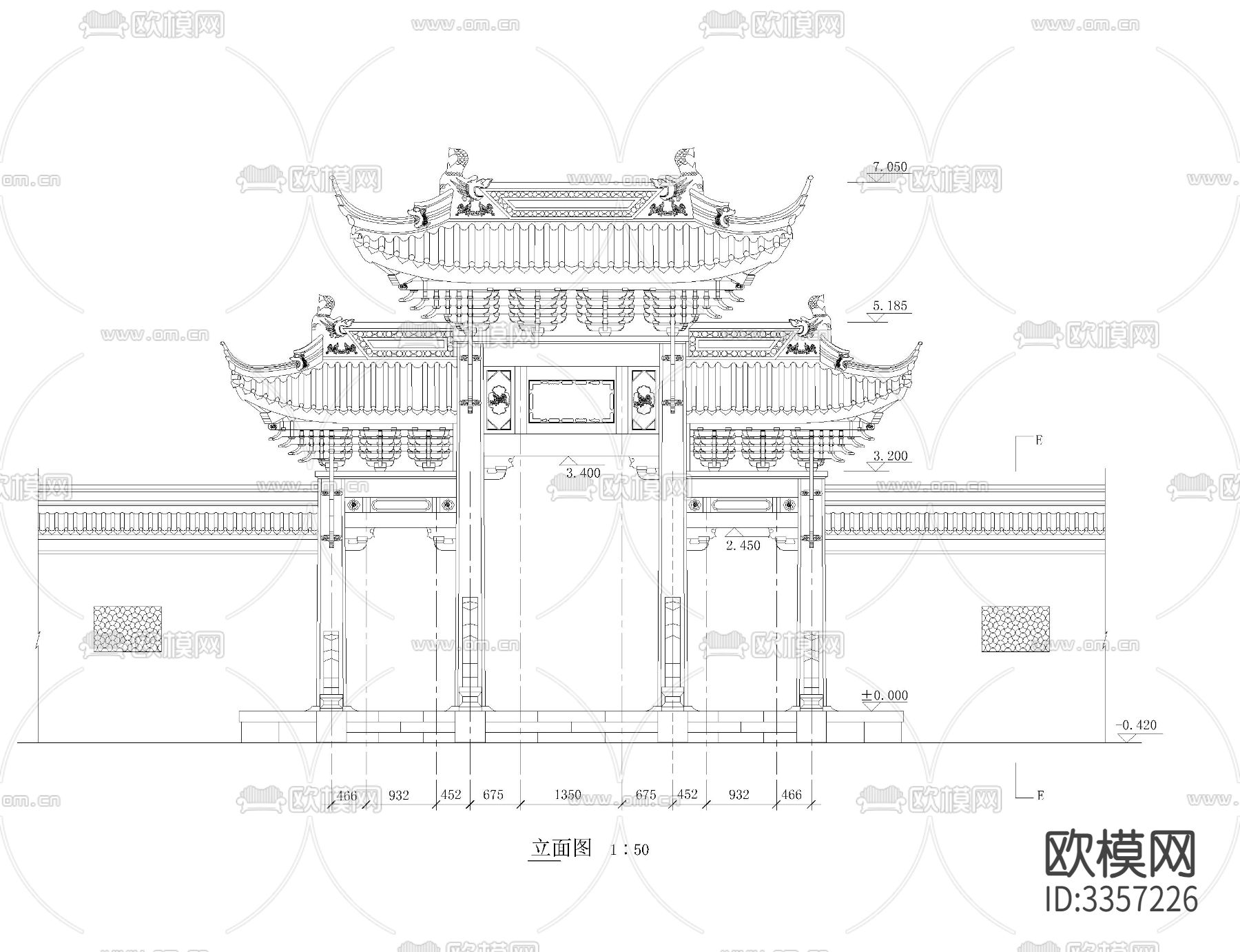 牌楼cad大样图下载（渲染图4）