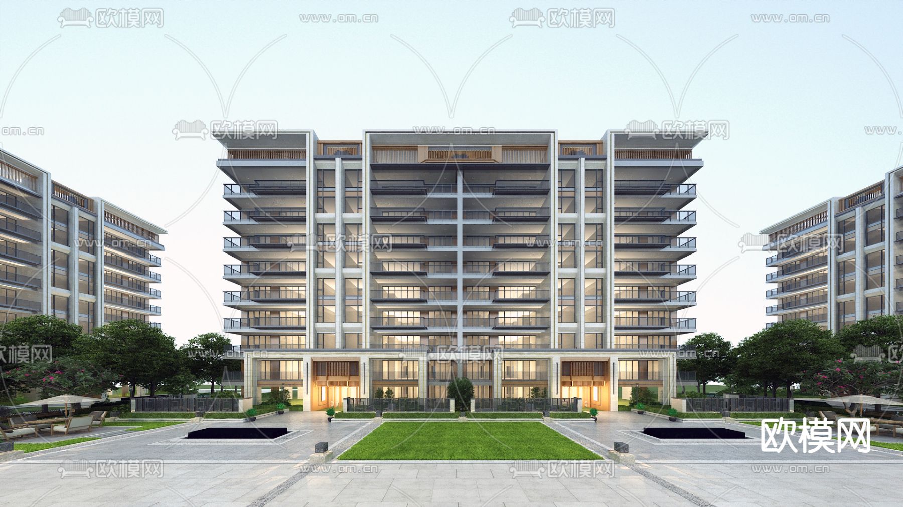 住宅楼外观3d模型下载