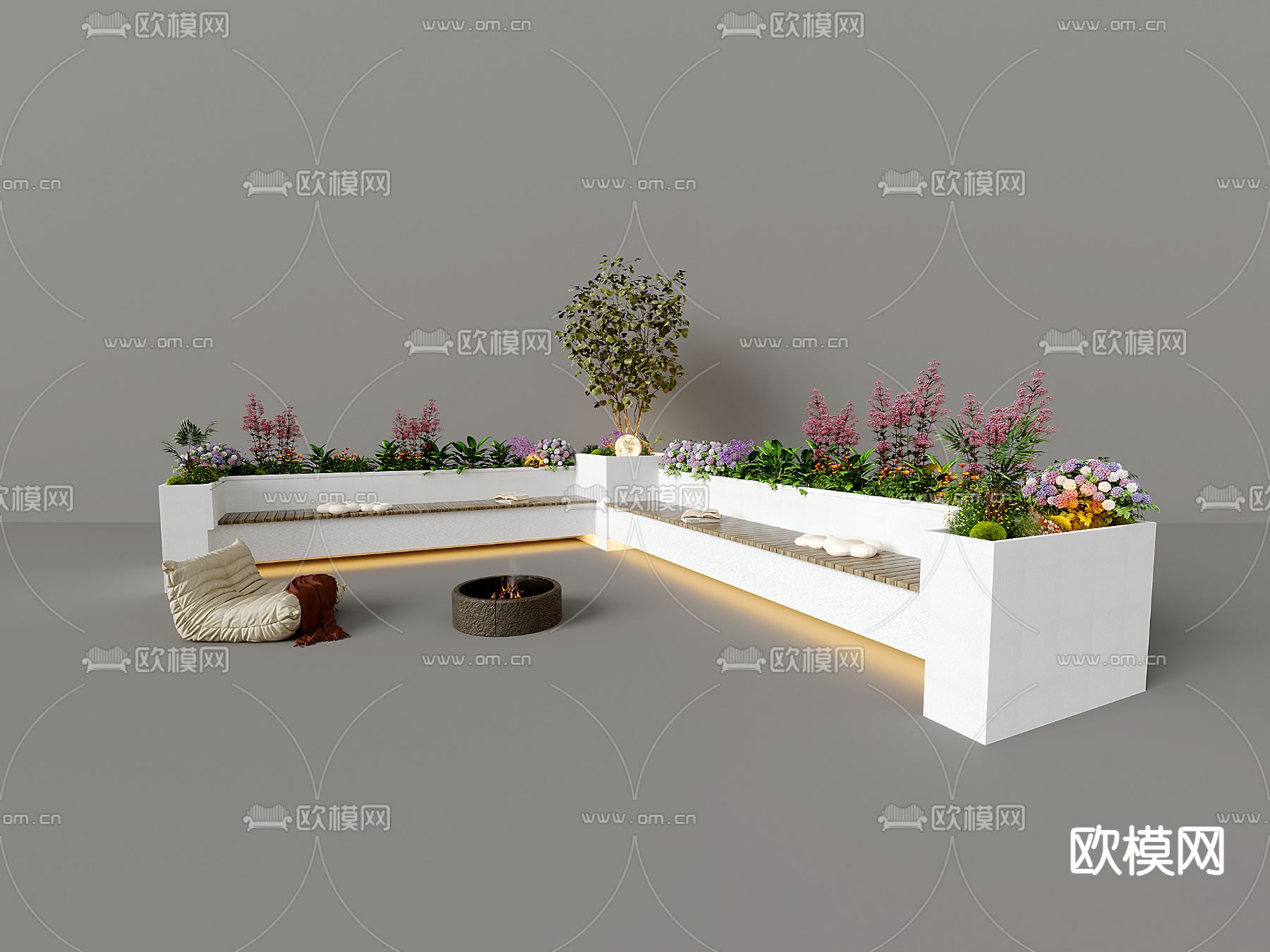 树池椅 户外椅 公共椅su模型下载（渲染图2）