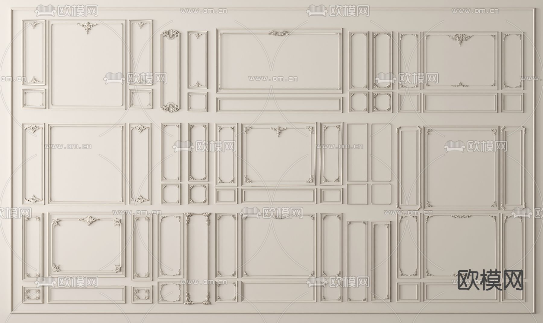 法式石膏线 边线 角线3d模型下载