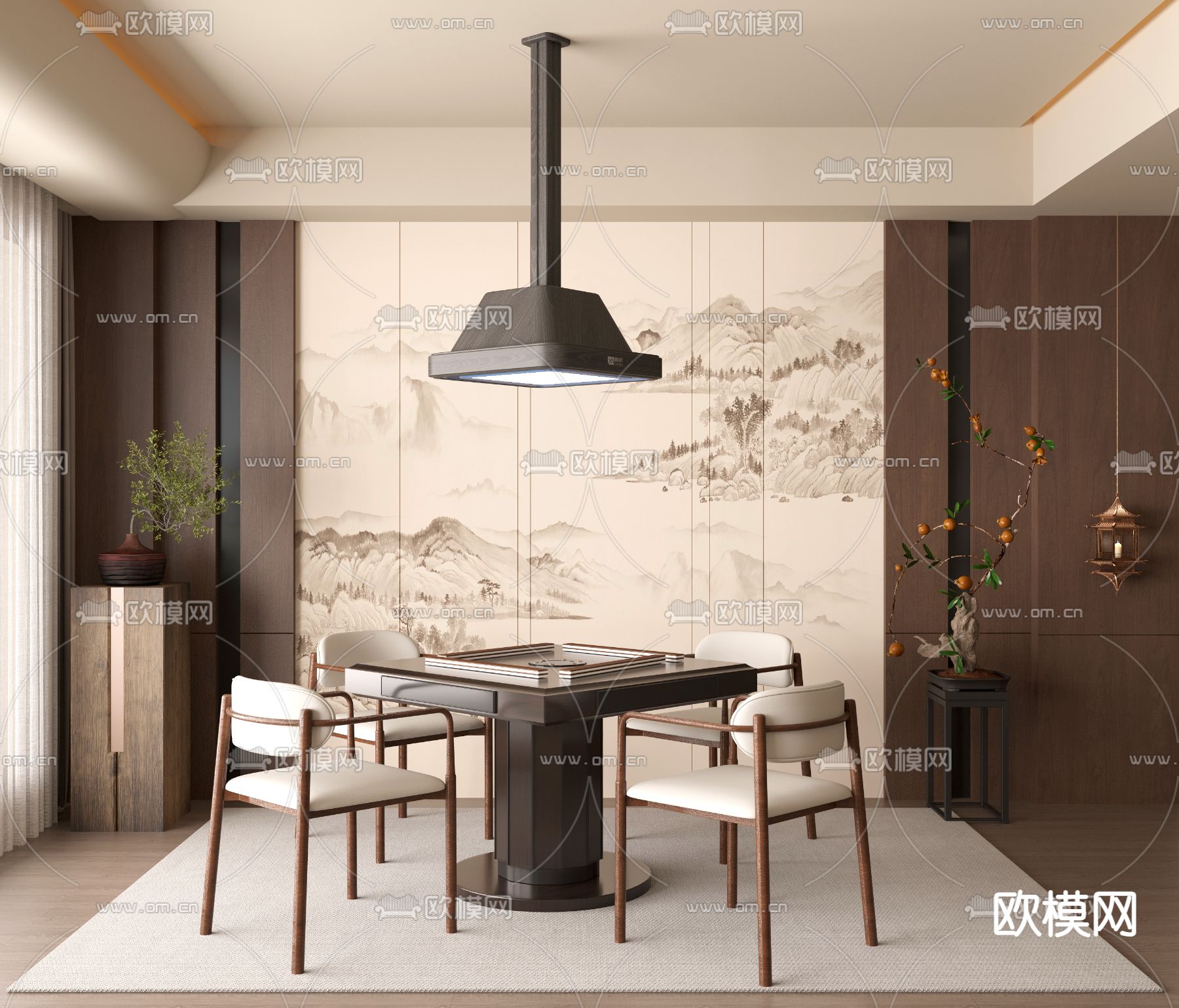 棋牌室 麻将室3d模型下载