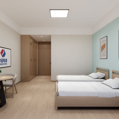  酒店标间 双床房su模型 