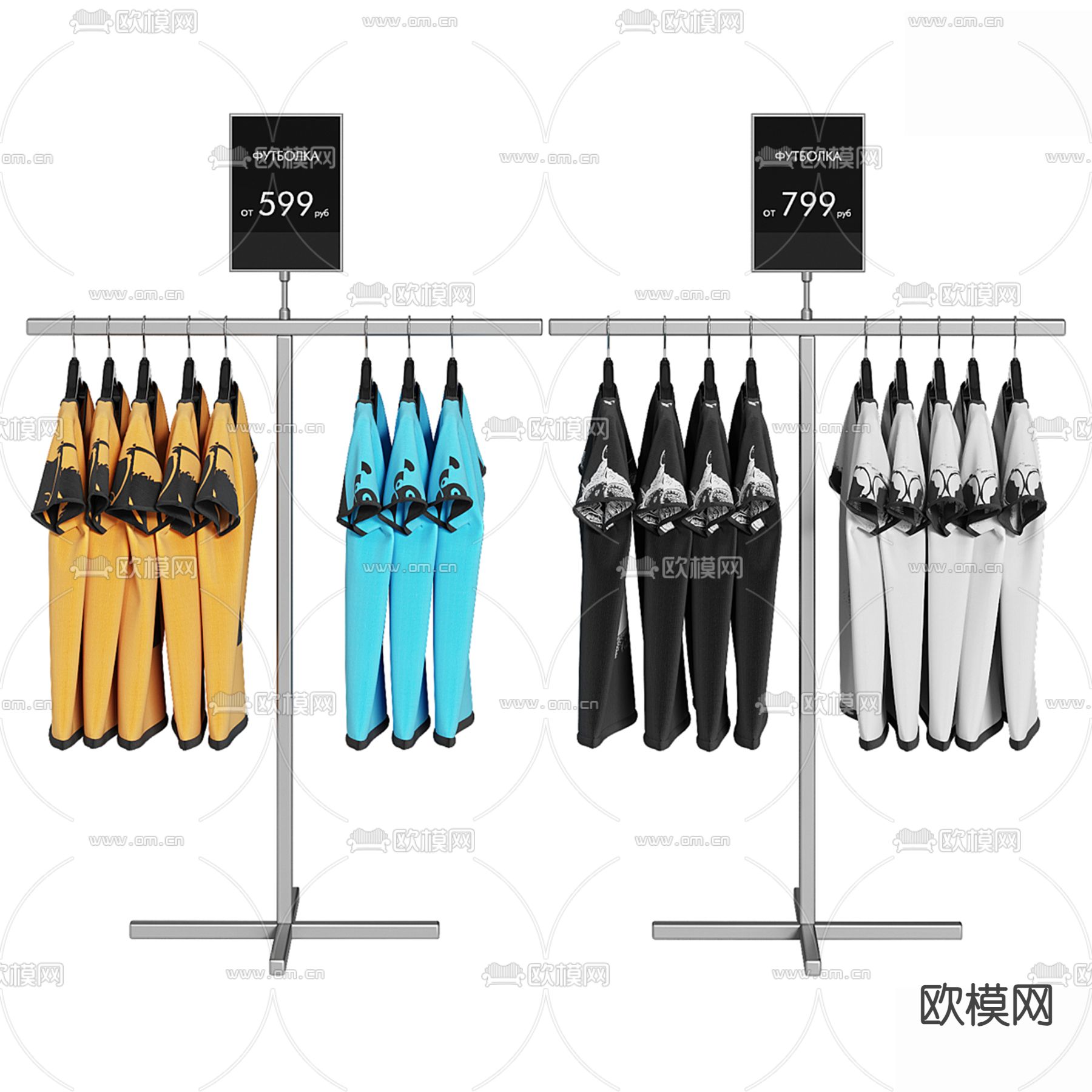 T恤架 衣服架 商场货架3d模型下载（渲染图3）