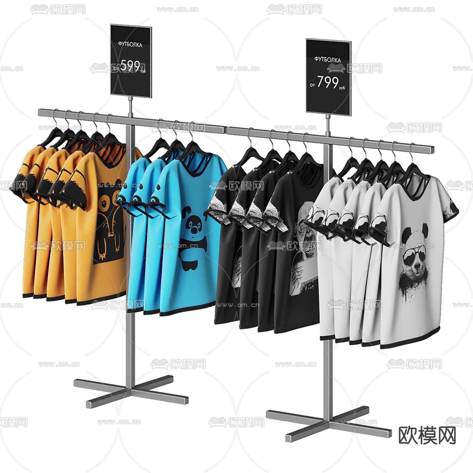 T恤架 衣服架 商场货架3d模型下载（渲染图2）